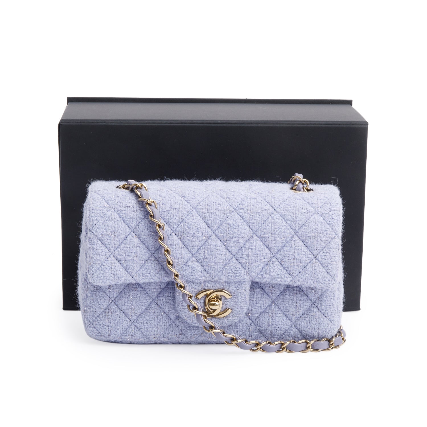 Chanel 2024 Purple Tweed Classic Mini Rectangular Flap Bag w/ Box & Receipt