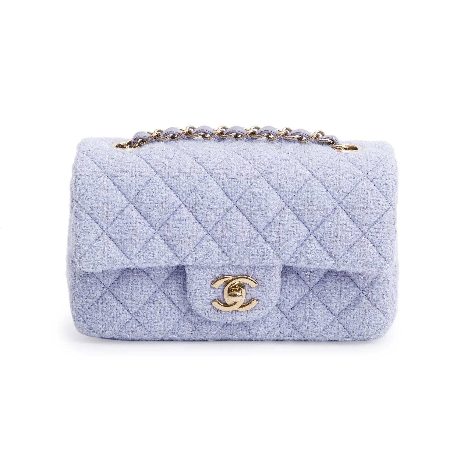 Chanel 2024 Purple Tweed Classic Mini Rectangular Flap Bag w/ Box & Receipt