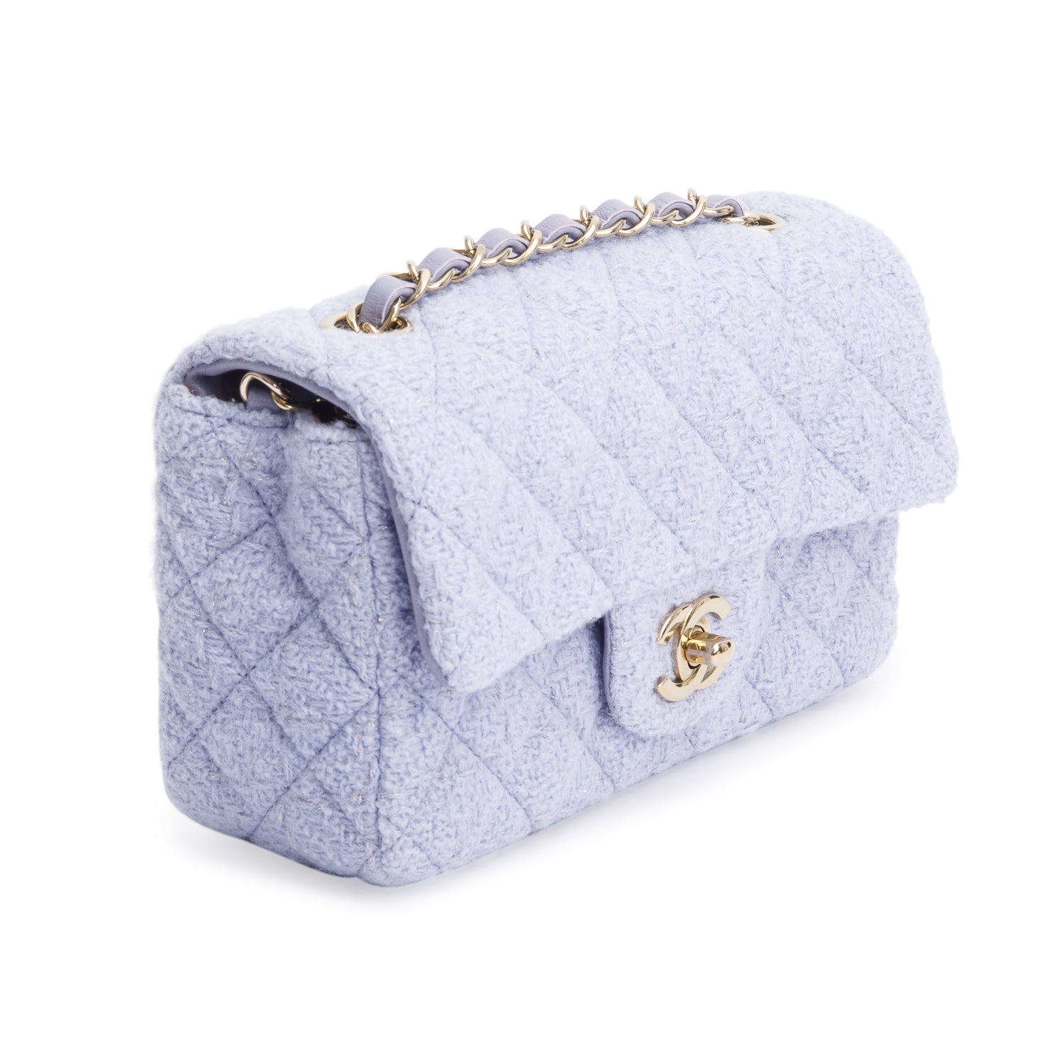 Chanel 2024 Purple Tweed Classic Mini Rectangular Flap Bag w/ Box & Receipt