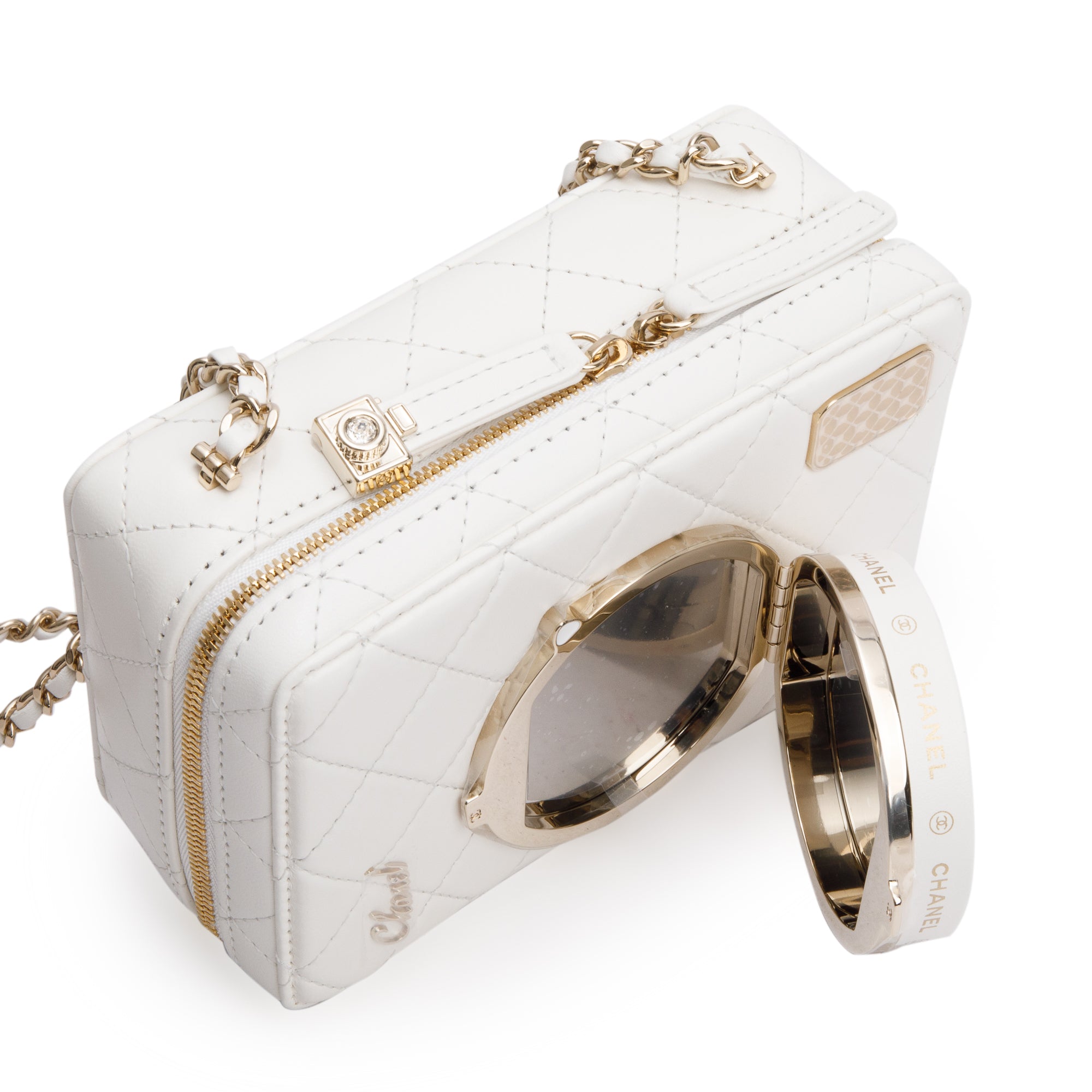 Chanel 2024 White Quilted Calfskin Leather Coco Click Crossbody