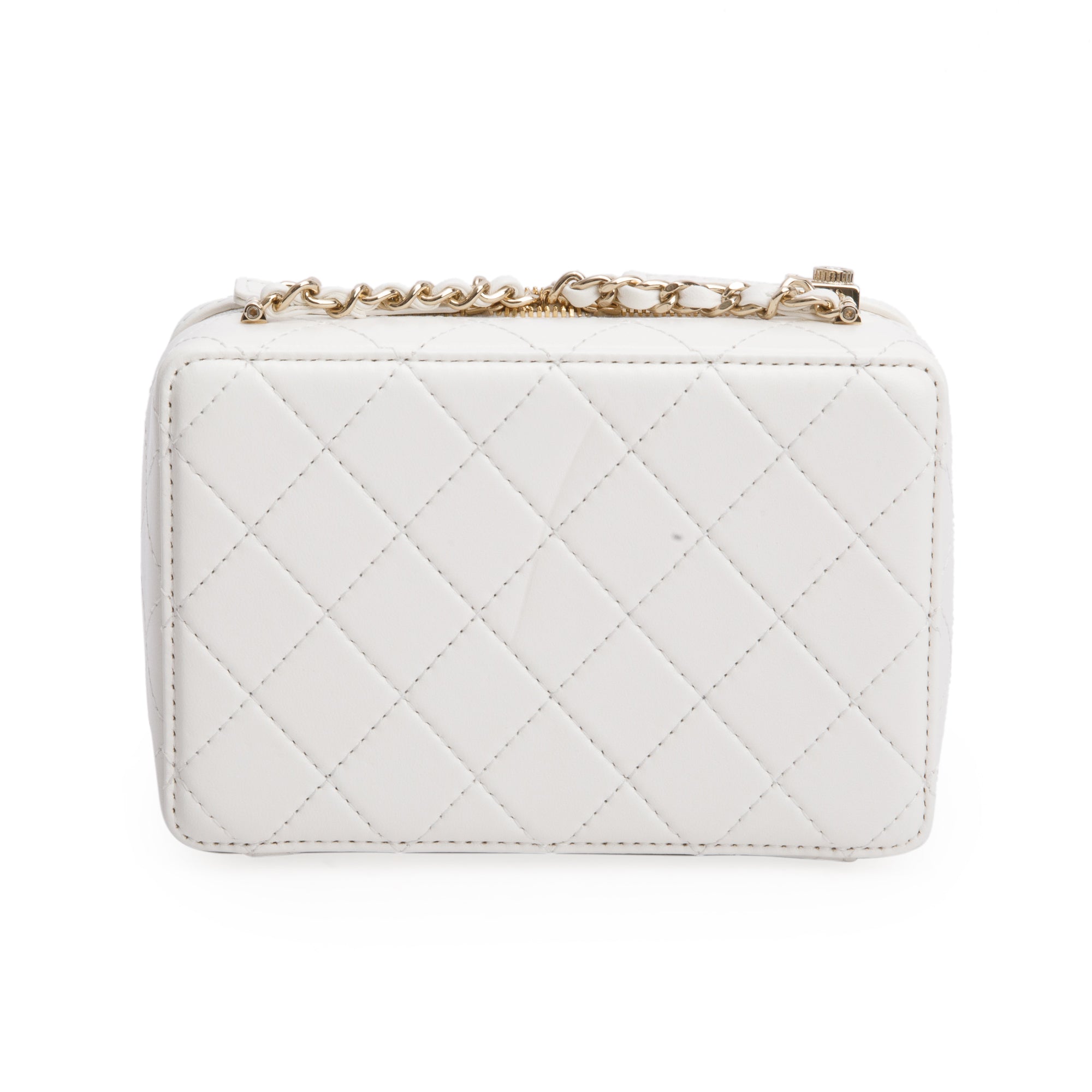 Chanel 2024 White Quilted Calfskin Leather Coco Click Crossbody Bag w/ Box