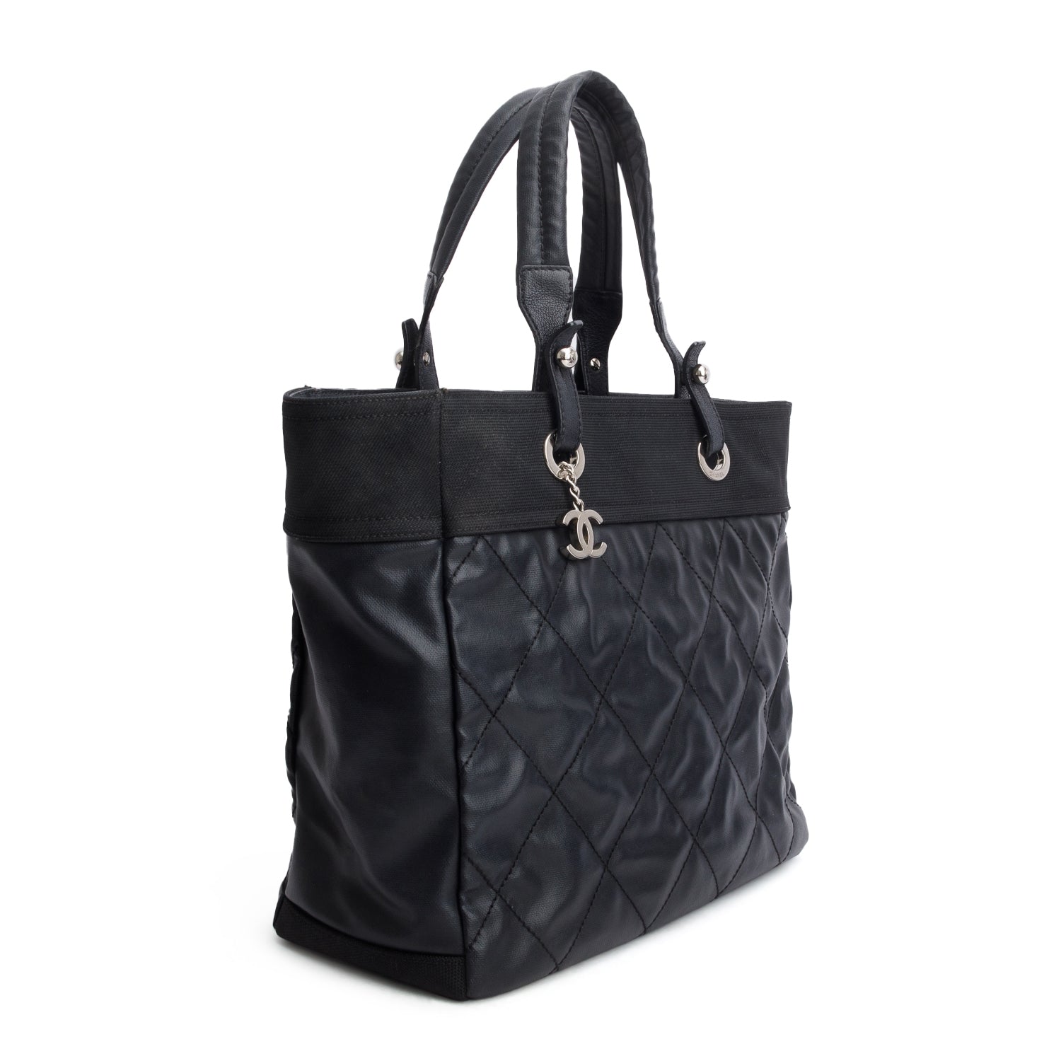Chanel Black Coated Quilted Large Paris Biarritz Tote
