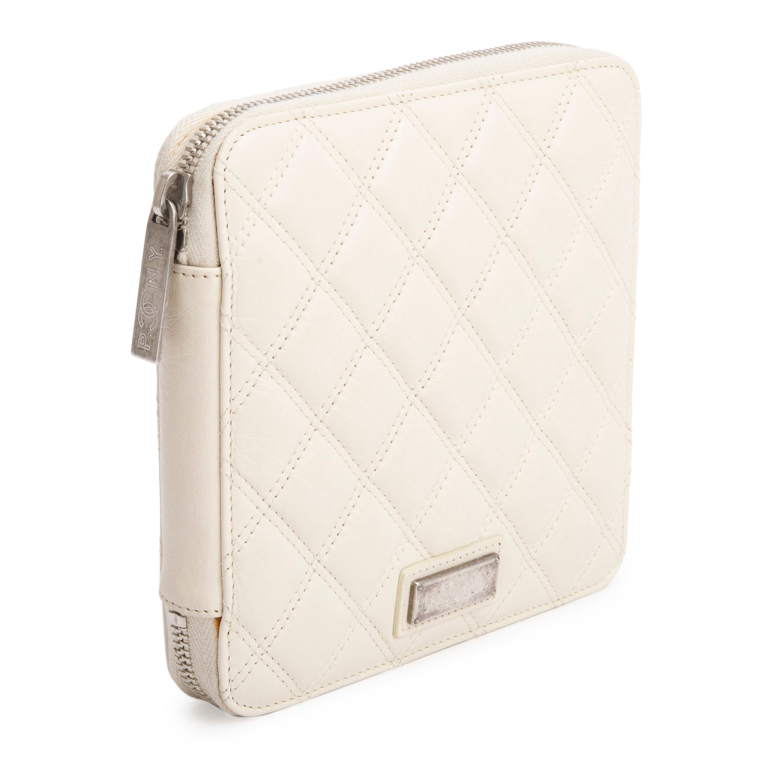 Chanel Cream Lambskin Quilted Zipped Tavel Pouch w/ Authenticity Card & Receipt