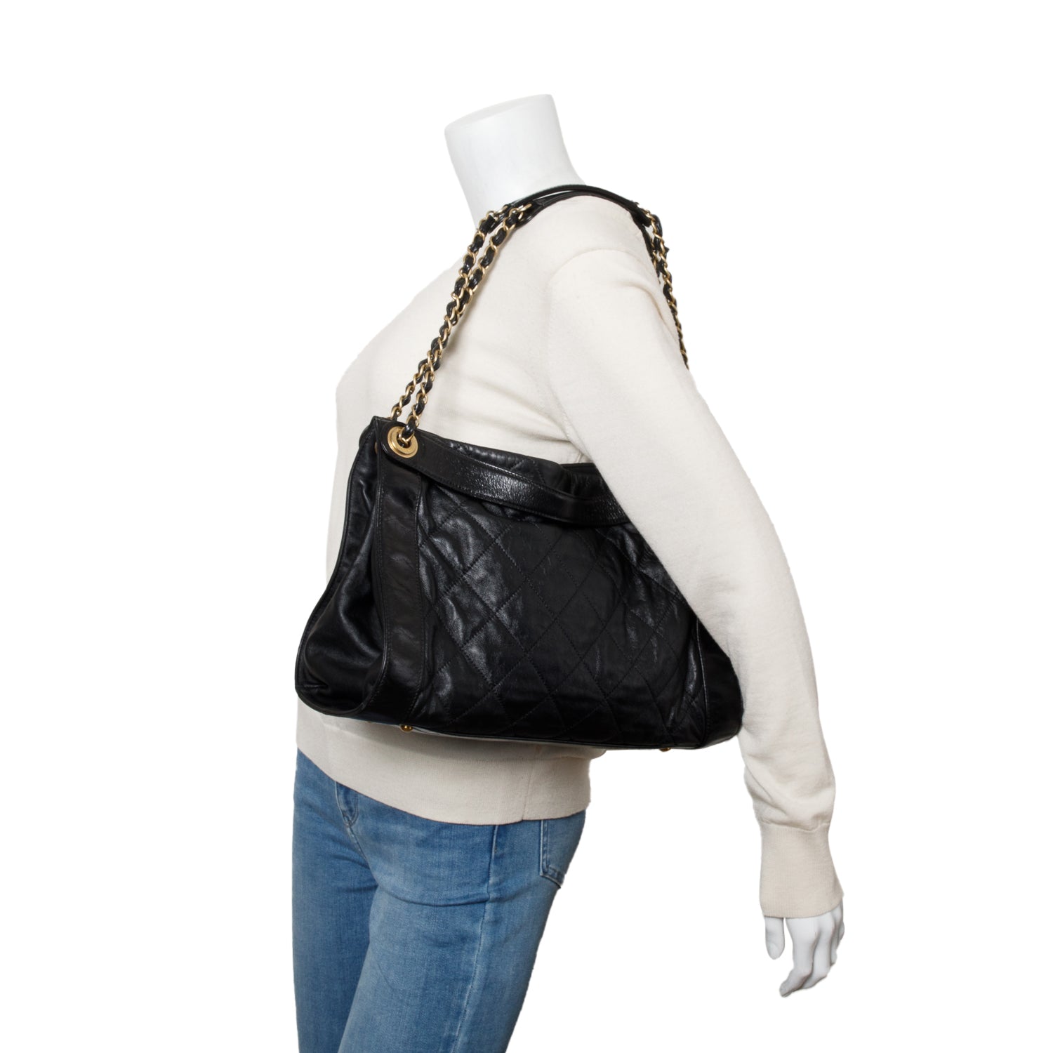 Chanel Black Quilted Calfskin Leather Small In The Mix Tote