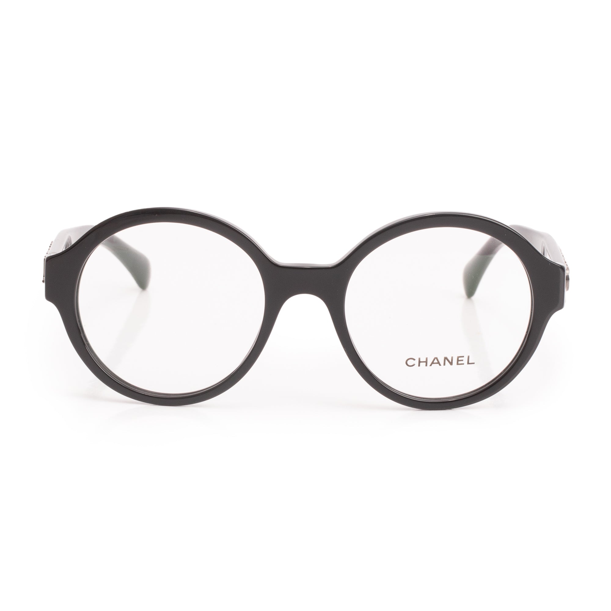 Chanel 3388 Black Acetate CC Logo Round Eyeglasses w/ Box & Case