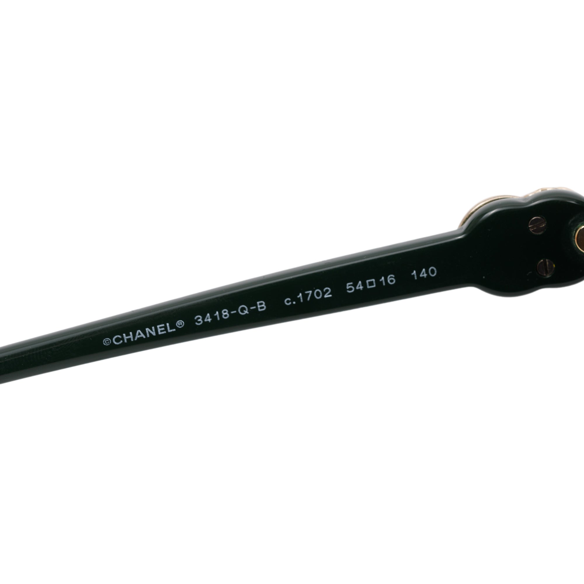 Chanel 3418-Q-B Green Acetate CC Strass Butterfly Sunglasses w/ Case