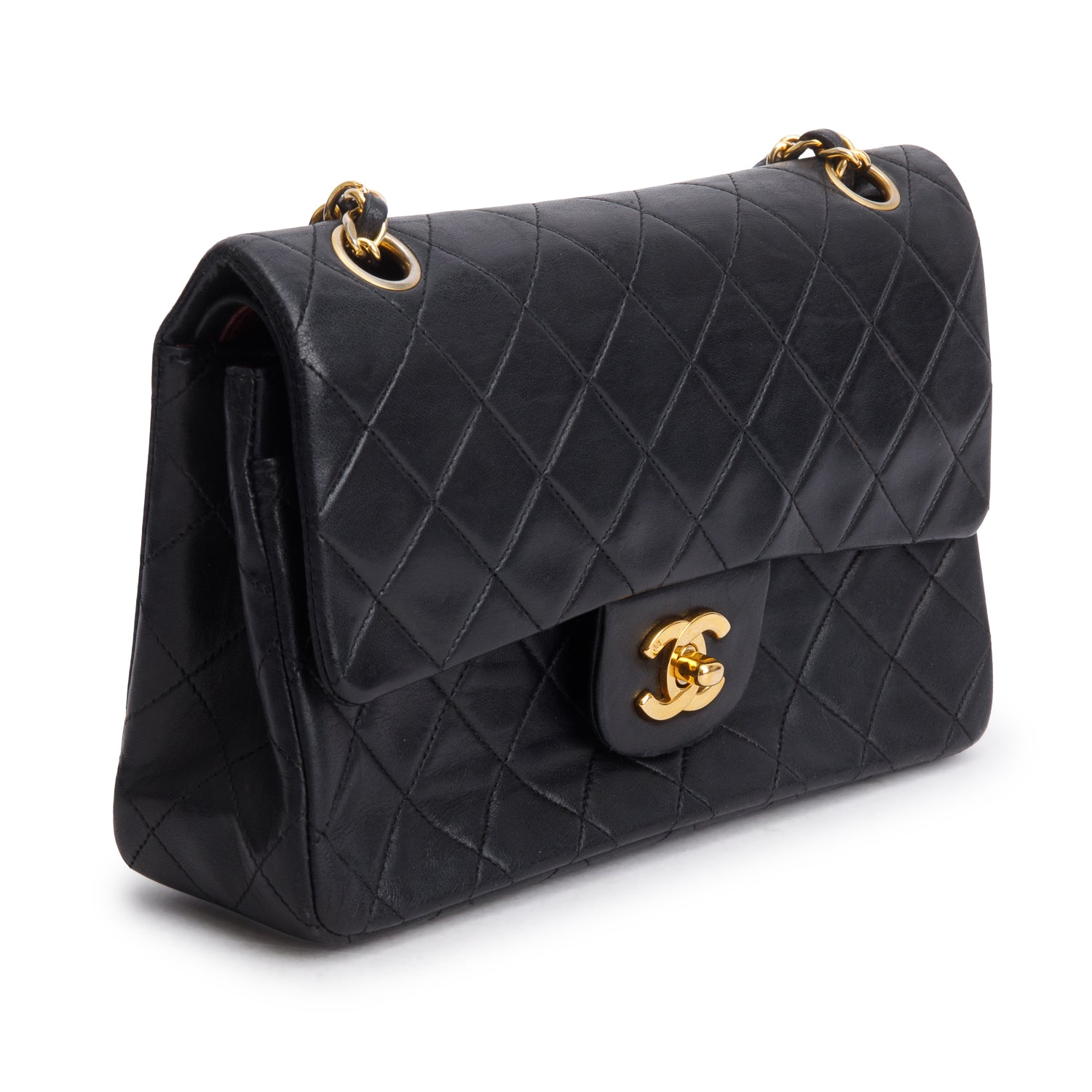 Chanel Vintage Black Lambskin Classic Small Double Flap Bag