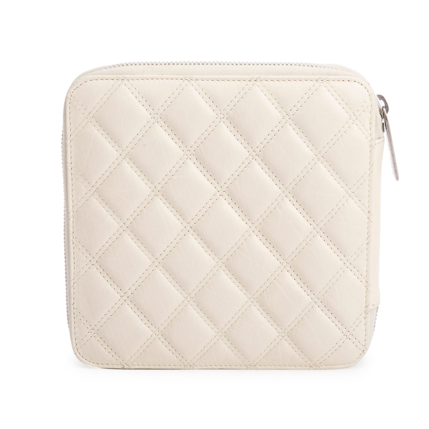Chanel Cream Lambskin Quilted Zipped Tavel Pouch w/ Authenticity Card & Receipt