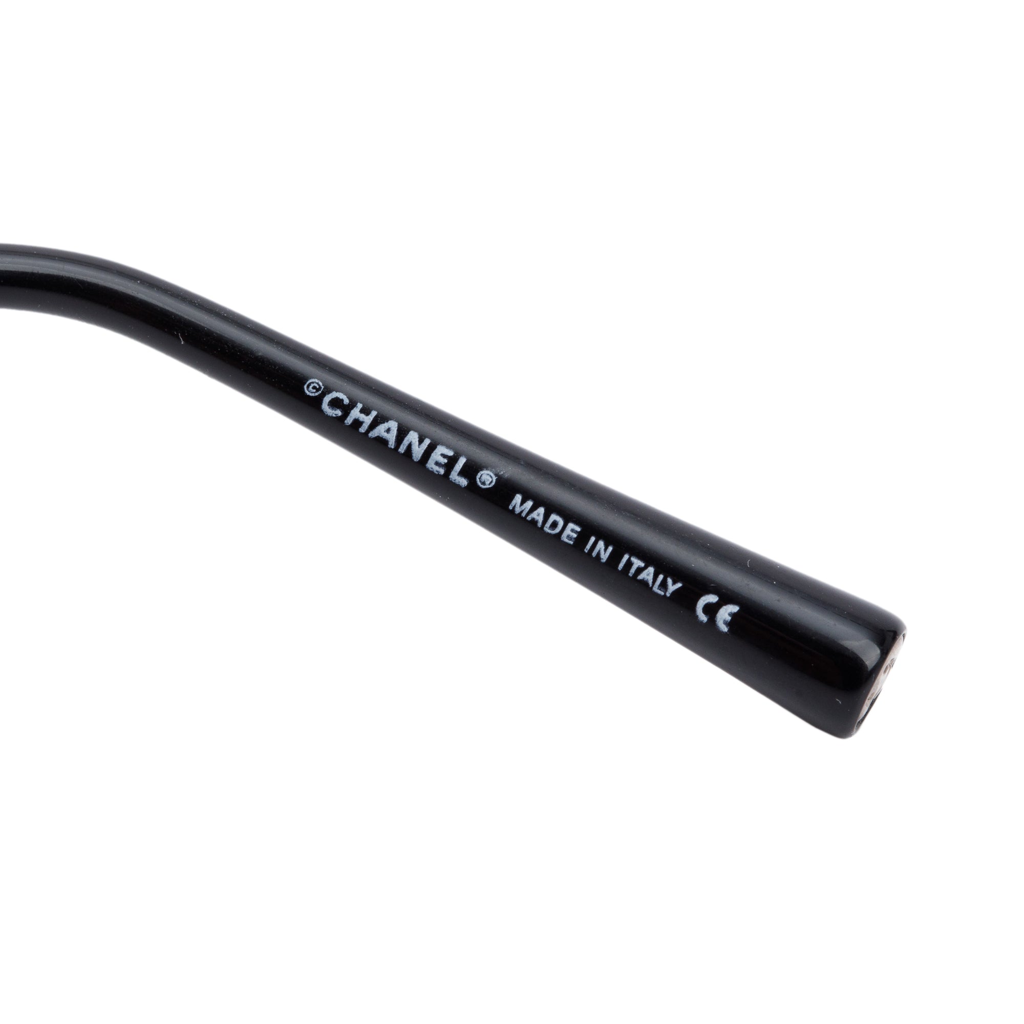 Chanel 4073-B Black Metal Strass CC Logo Oval Sunglasses w/ Case