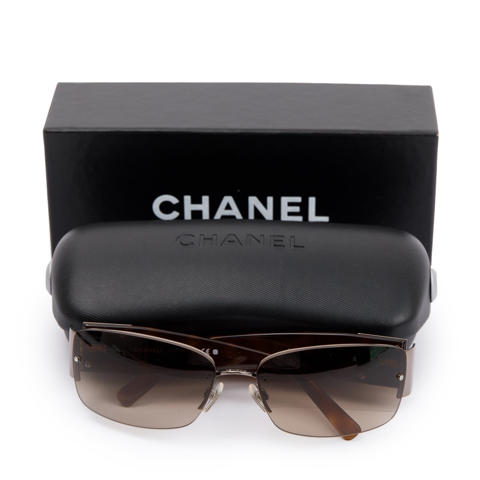 Chanel 4117-B Tortoise Acetate Crystal CC Sunglasses w/ Box & Case