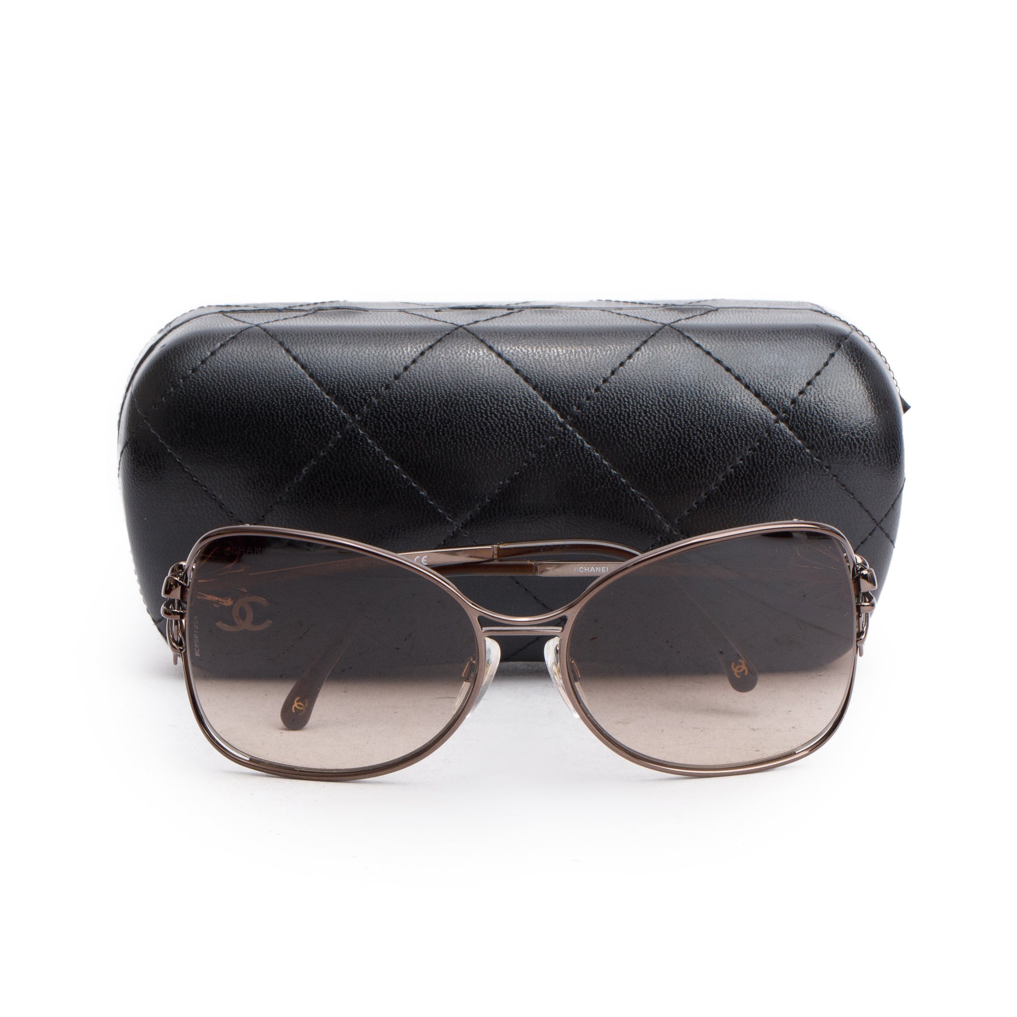Chanel 4180 Ruthenium Metal Bow Accent Butterfly Sunglasses w/ Case