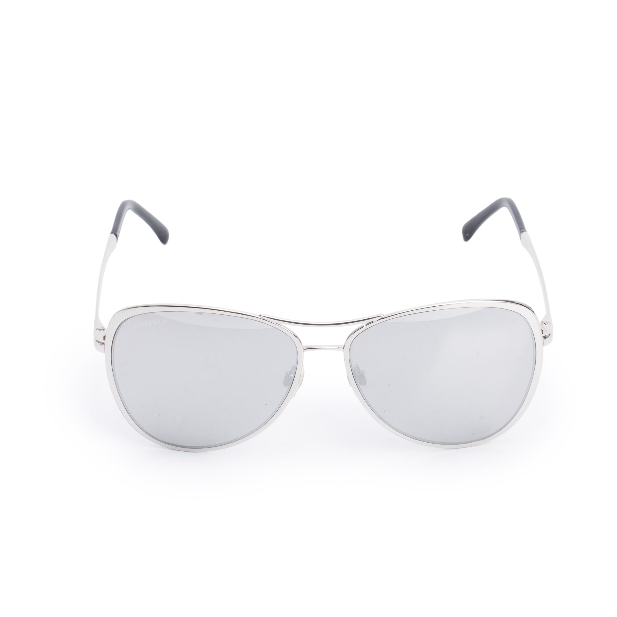 Chanel 4223 Silver Metal CC Logo Aviator Sunglasses