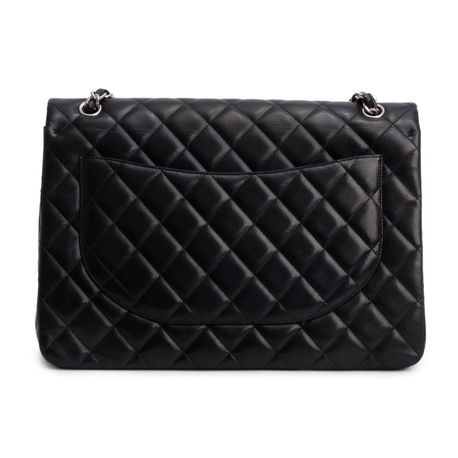 Chanel Black Lambskin Leather Classic Jumbo Single Flap Bag w/ Authenticity Card