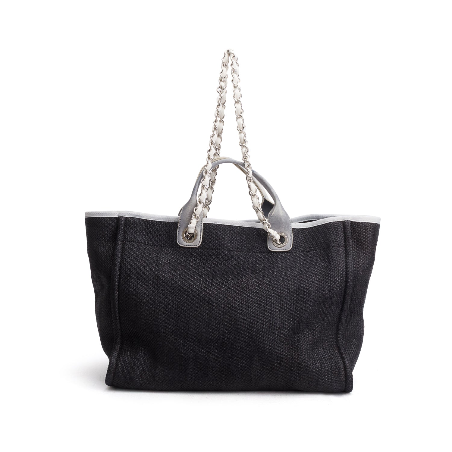Chanel Navy Woven Raffia Medium Deauville Tote Bag