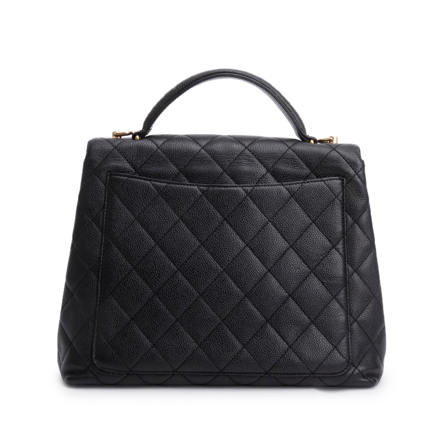 Chanel Vintage Black Caviar Jumbo Kelly Flap Bag w/ Strap