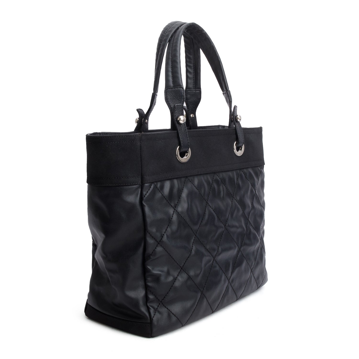 Chanel Black Coated Quilted Large Paris Biarritz Tote