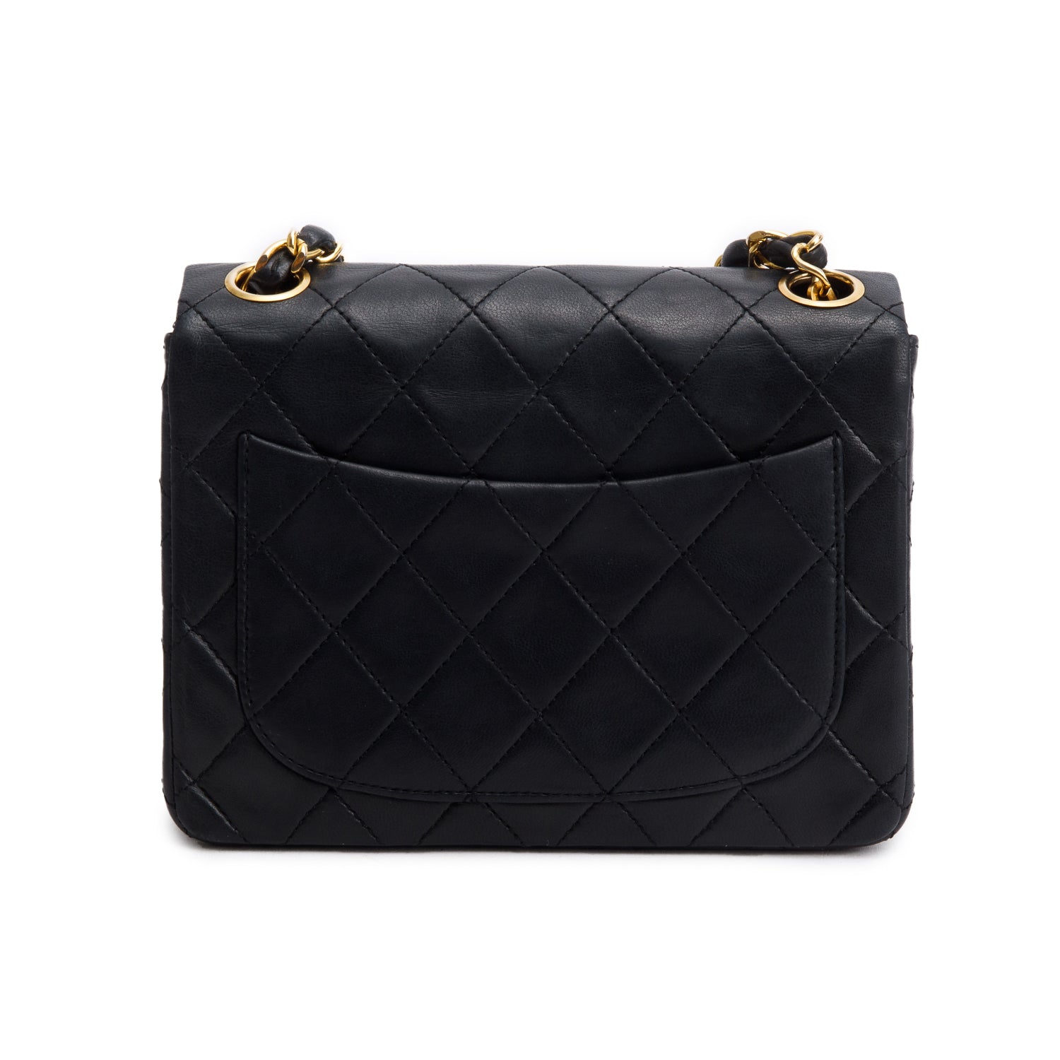 Chanel Vintage Black Lambskin Classic Mini Square Flap w/ Authenticity Card