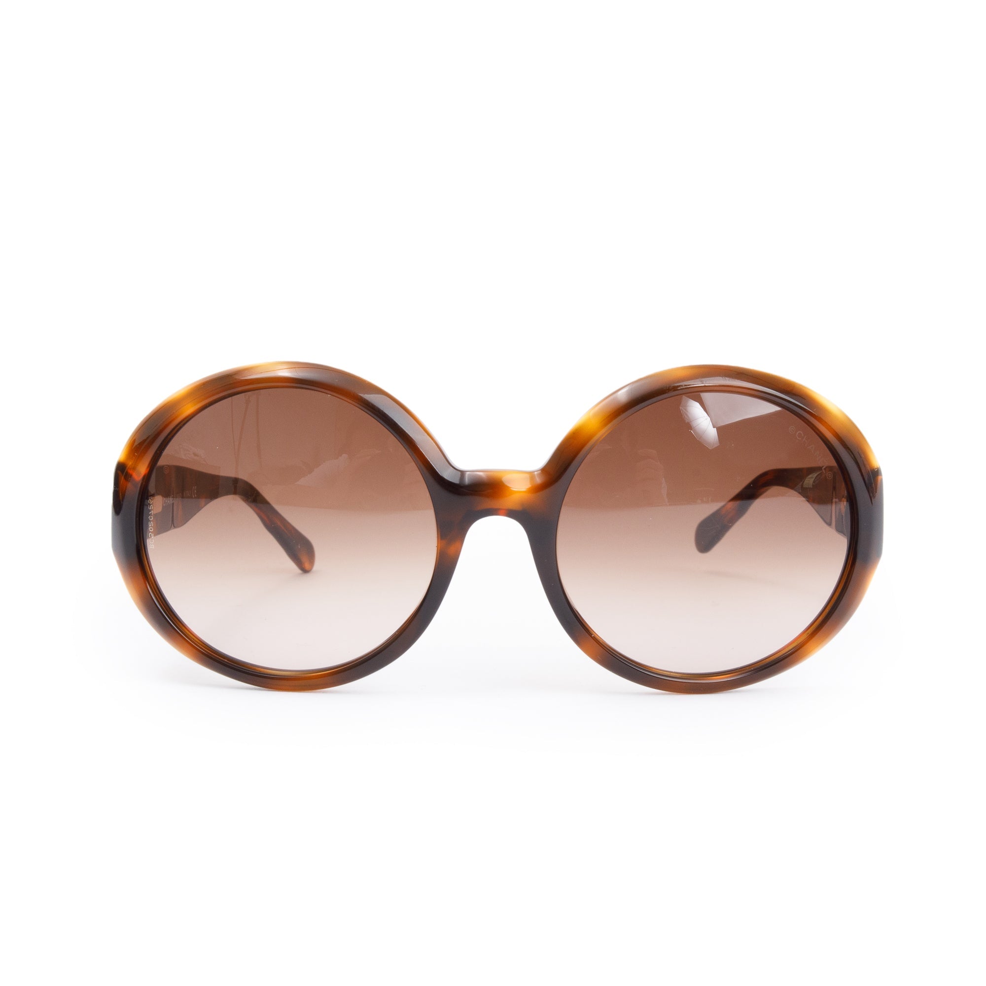 Chanel 5120-A Havana Acetate CC Round Sunglasses w/ Case