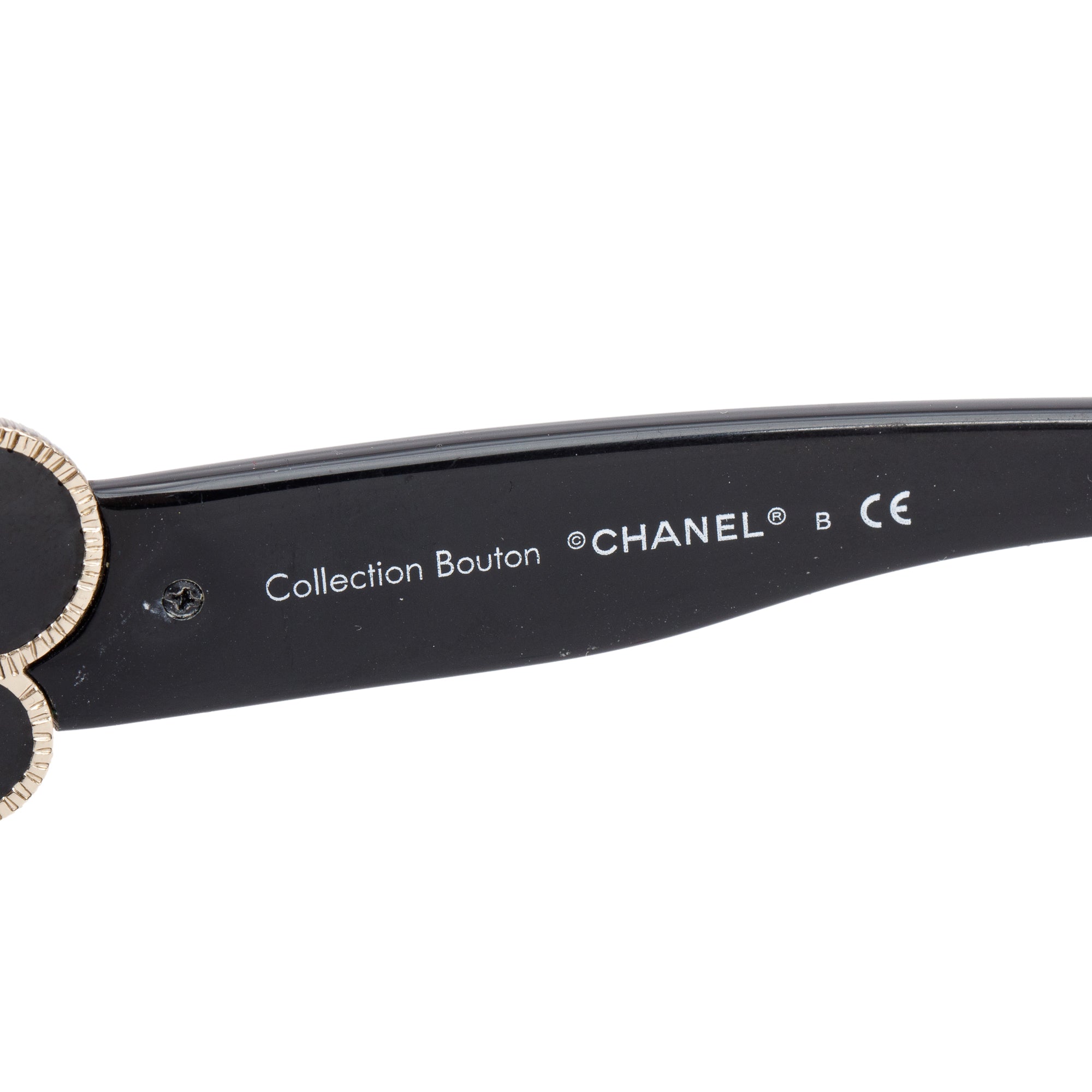 Chanel 5191 Black Acetate Bouton Sunglasses w/ Case