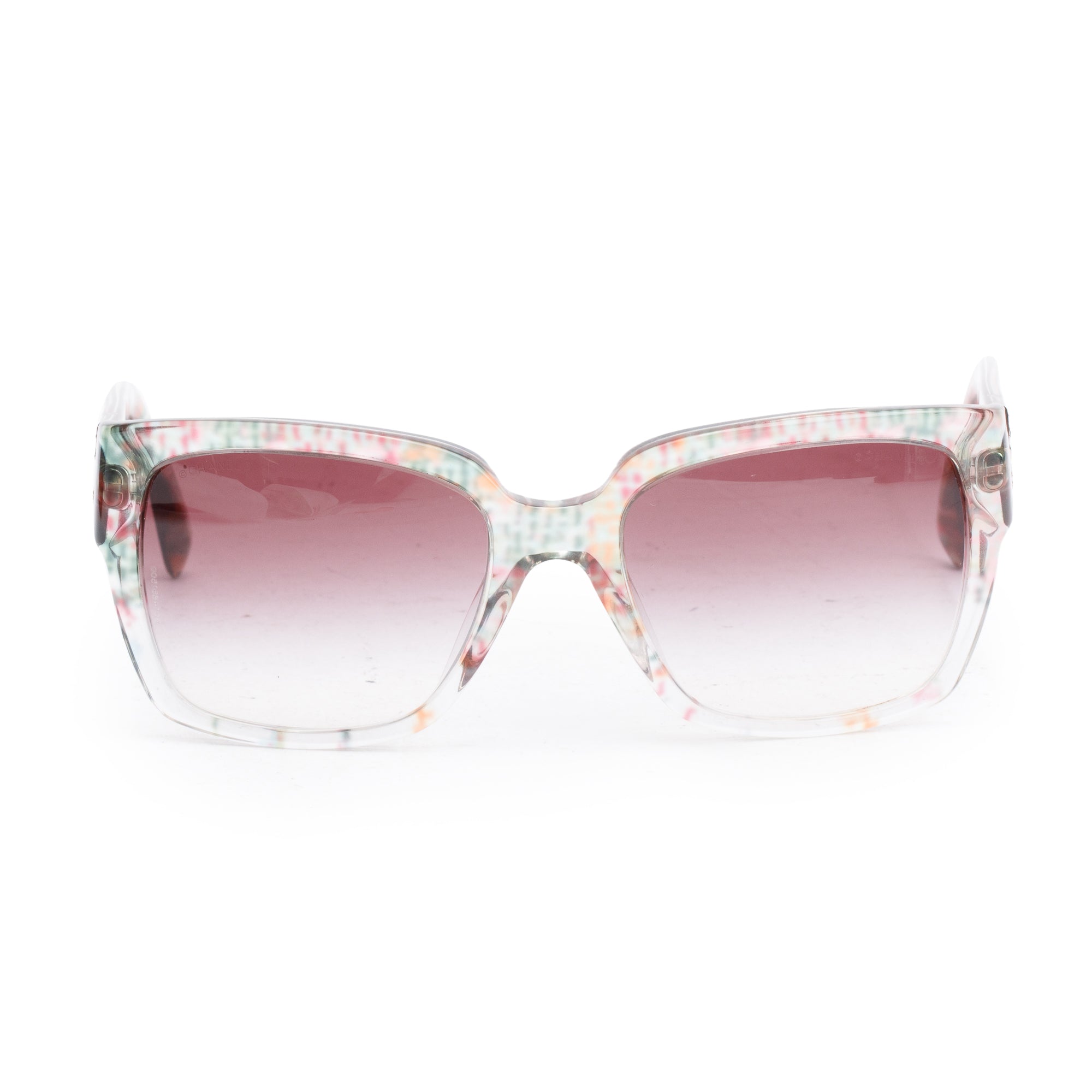 Chanel 5220 Multicolor Tweed Accent Acetate Interlocking CC quare Sunglasses w/ Box & Case