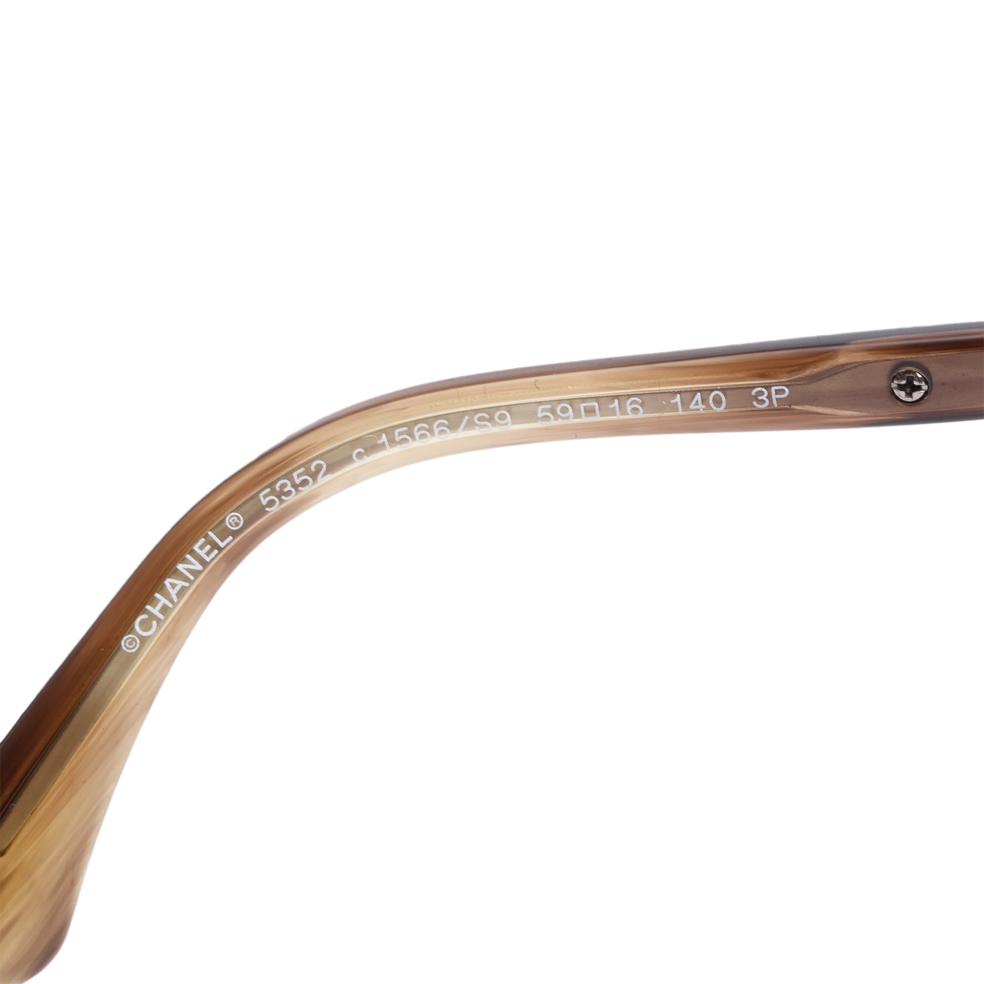 Chanel 5352 Brown Acetate Chain Accent Butterfly Sunglasses w/ Case