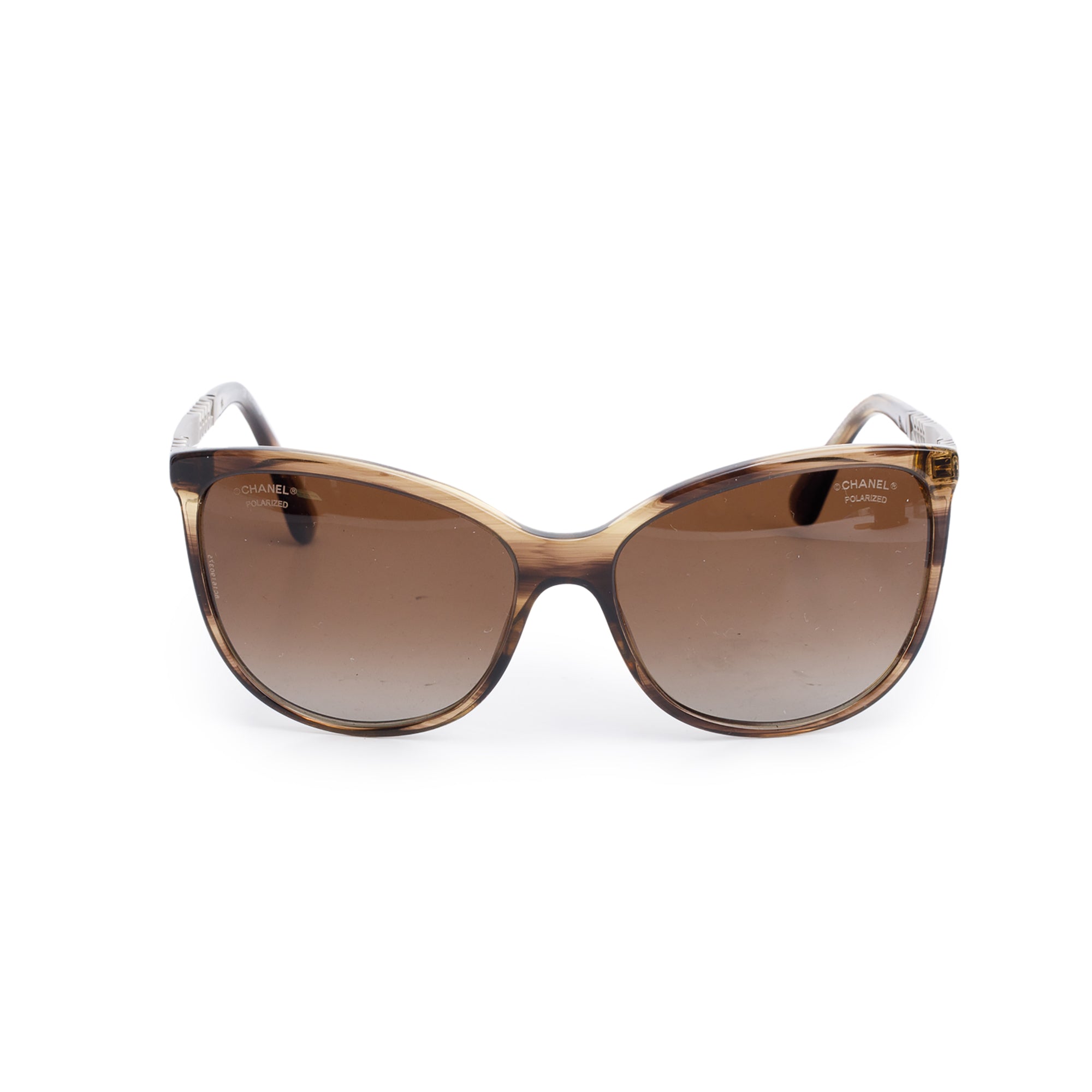 Chanel 5352 Brown Acetate Chain Accent Butterfly Sunglasses w/ Case