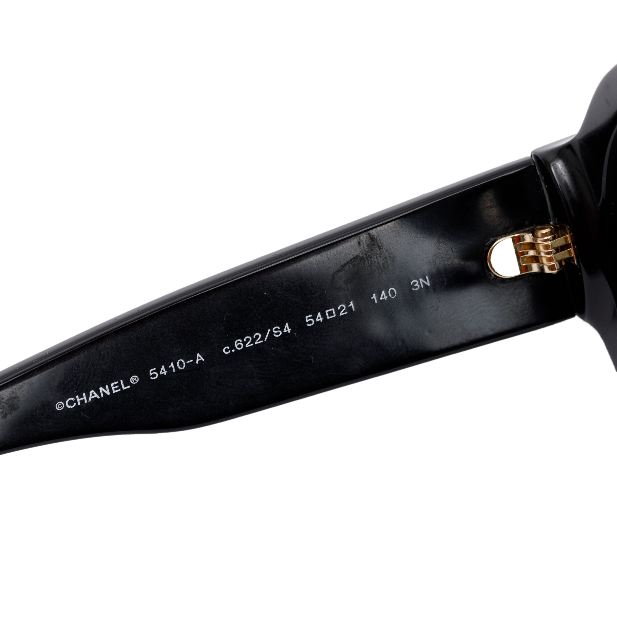 Chanel 5410-A Black Acetate Logo Round Sunglasses w/ Box & Case