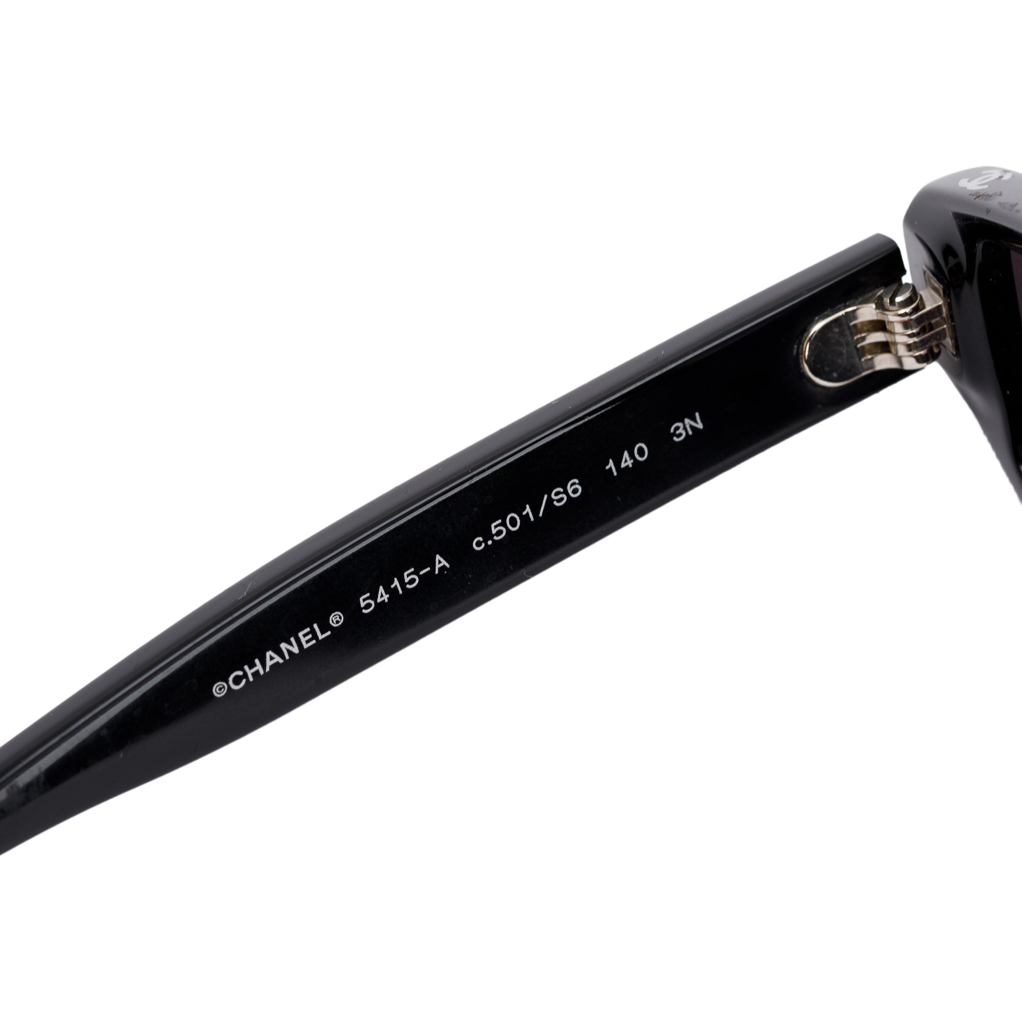 Chanel 5415-A Black Acetate CC Logo Oval Sunglasses w/ Box & Case