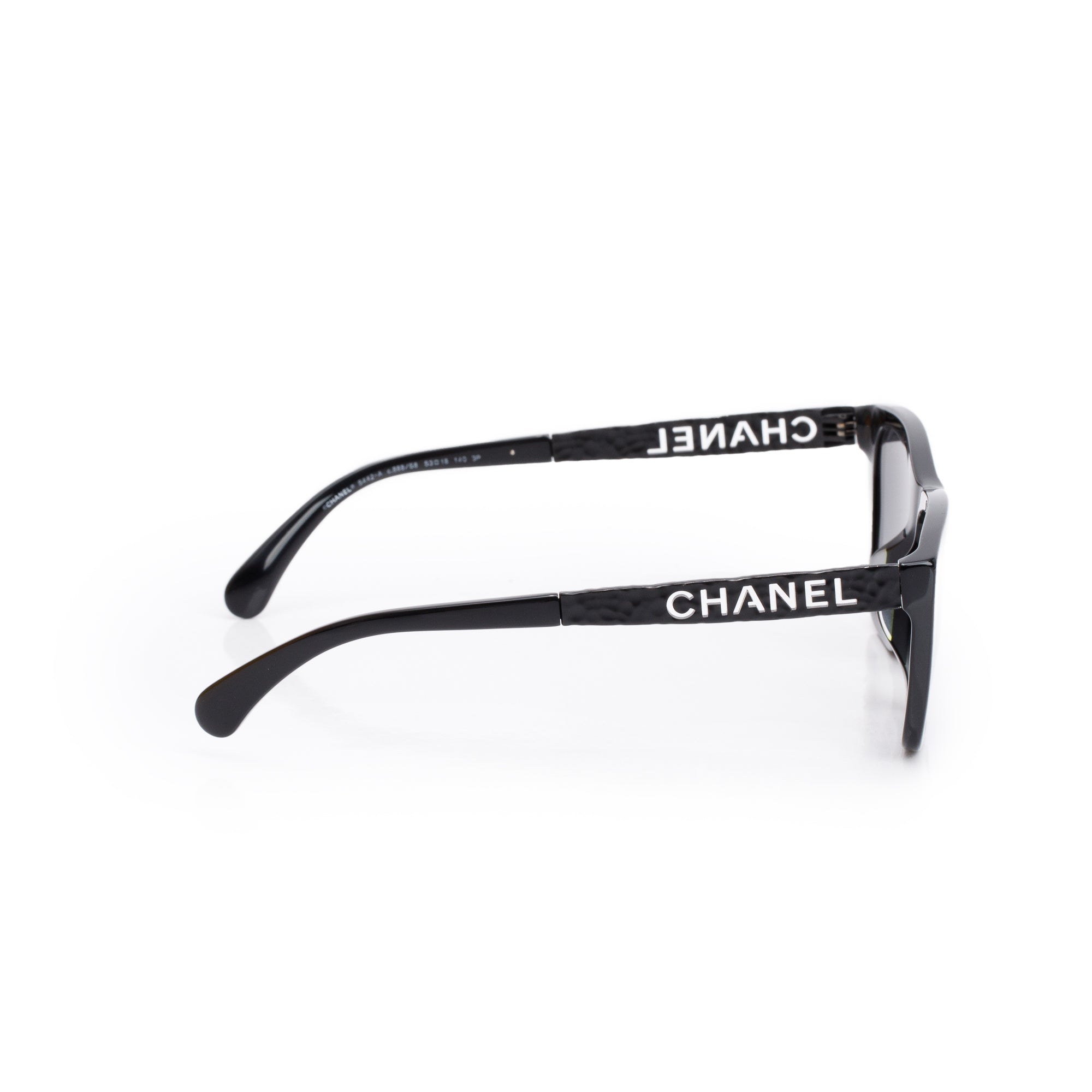 Chanel 5442-A Black Acetate CC Logo Rectangle Sunglasses w/ Case