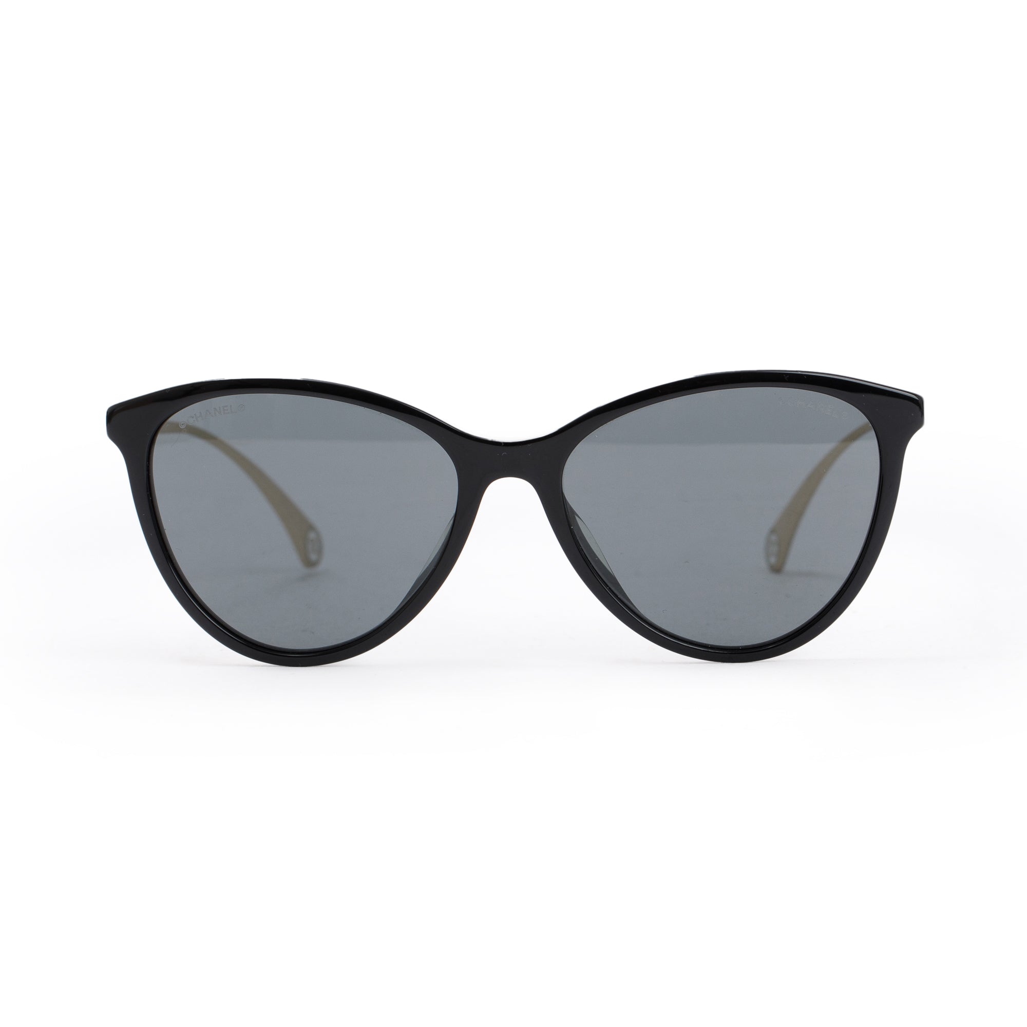 Chanel 5459-A Metal Black Acetate Butterfly Sunglasses w/ Box & Case