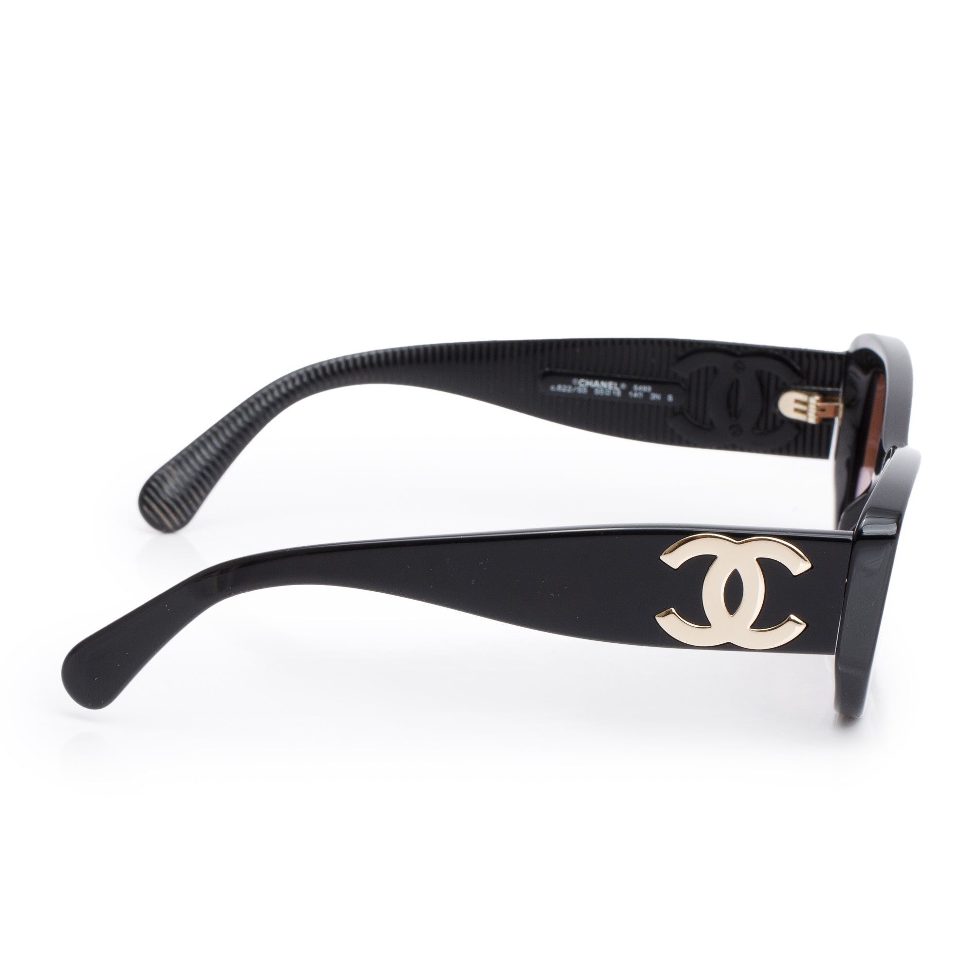 Chanel 5493 Black Acetate CC Logo Rectangle Sunglasses w/ Case