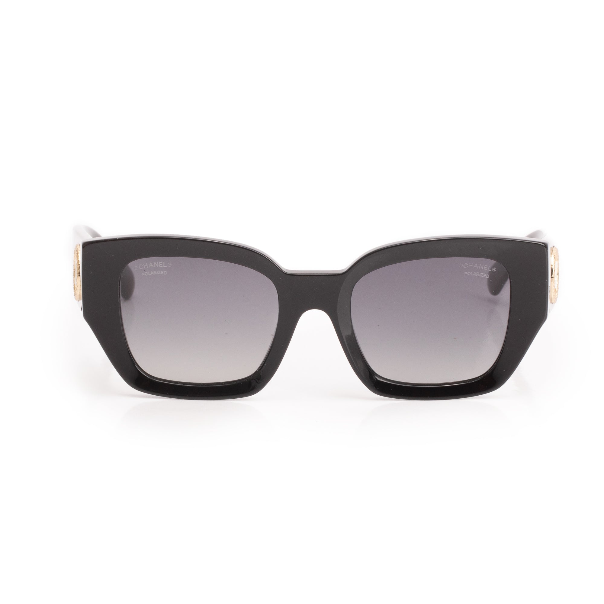 Chanel 5506 Black Acetate CC Logo Cat-Eye Sunglasses w/ Box & Case