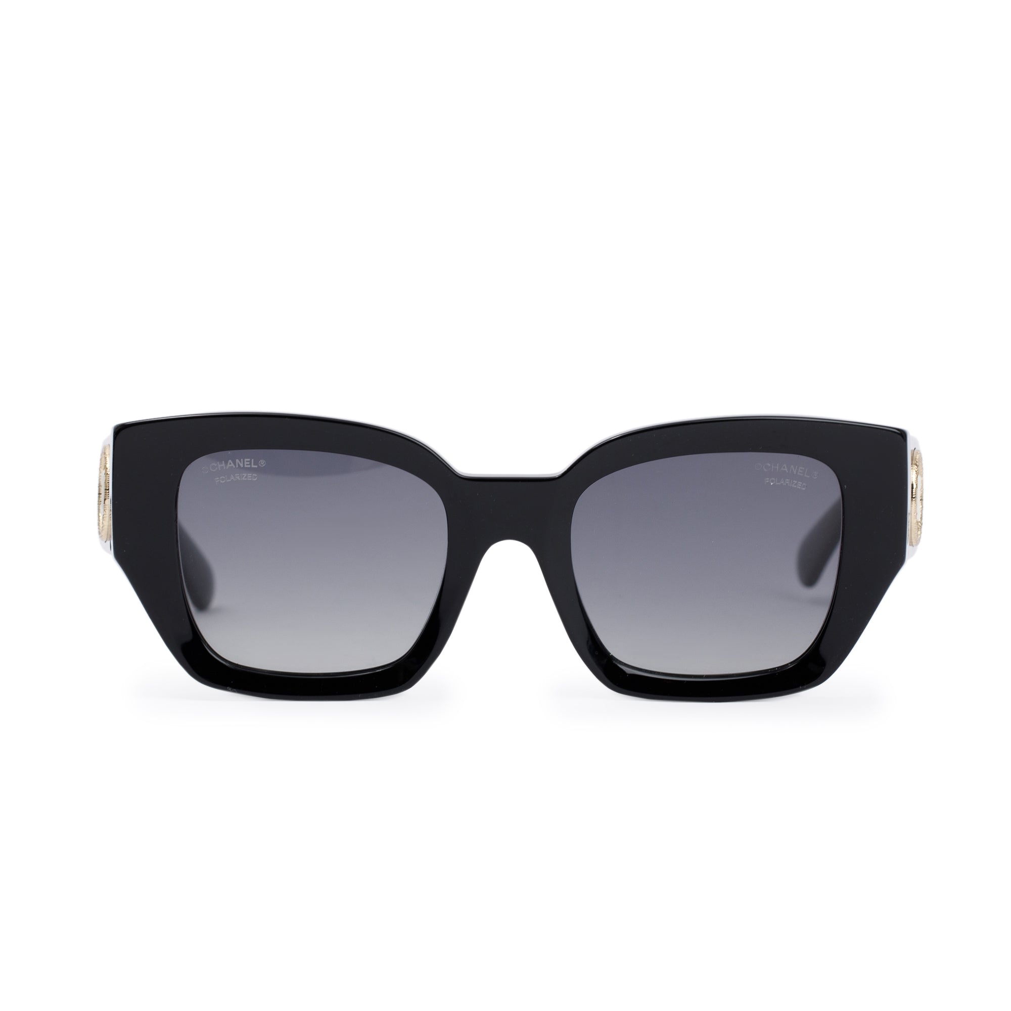 Chanel 5506 Black Acetate CC Logo Square Sunglasses w/ Box & Case