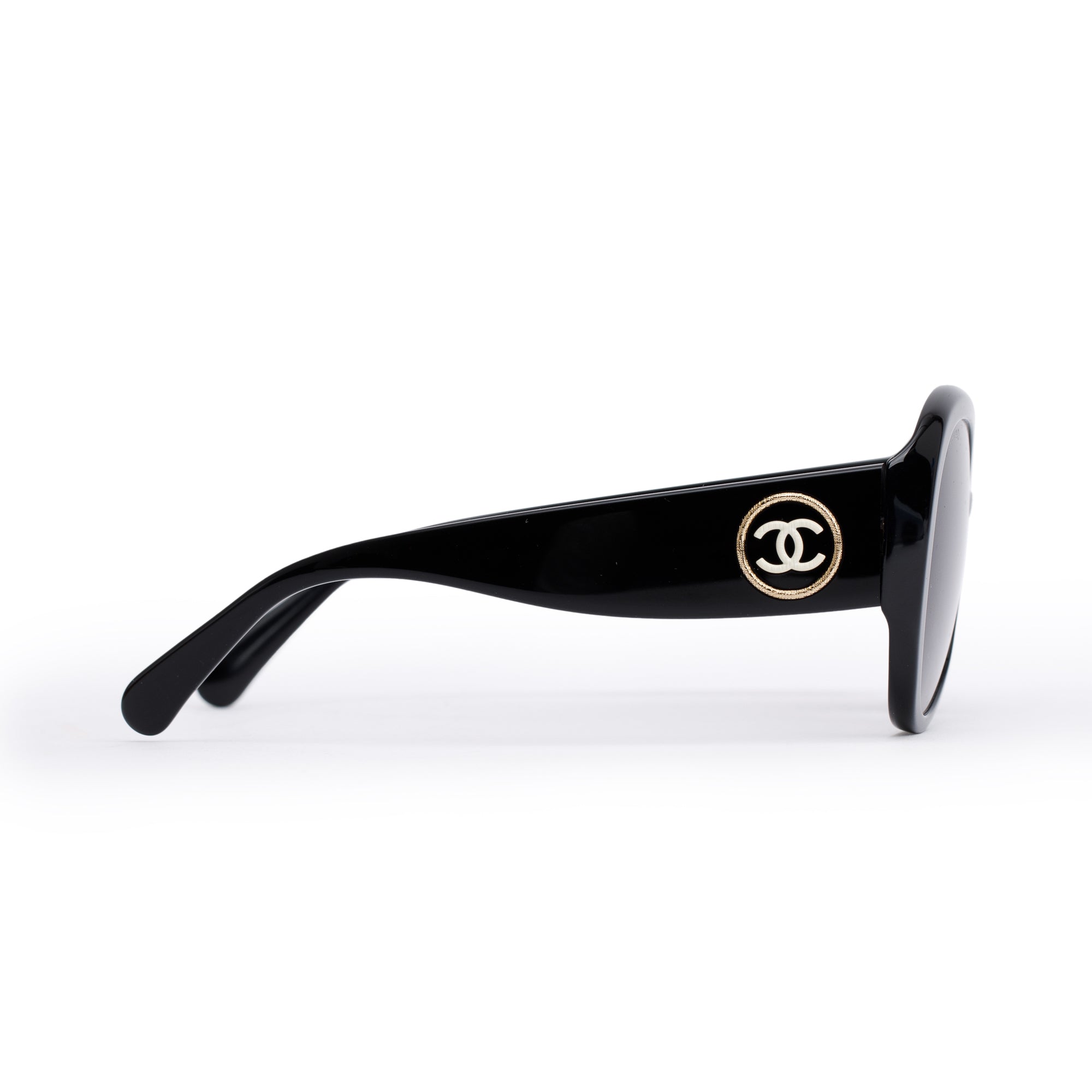 Chanel 5508-A Black Acetate CC Logo Pilot Sunglasses w/ Box & Case