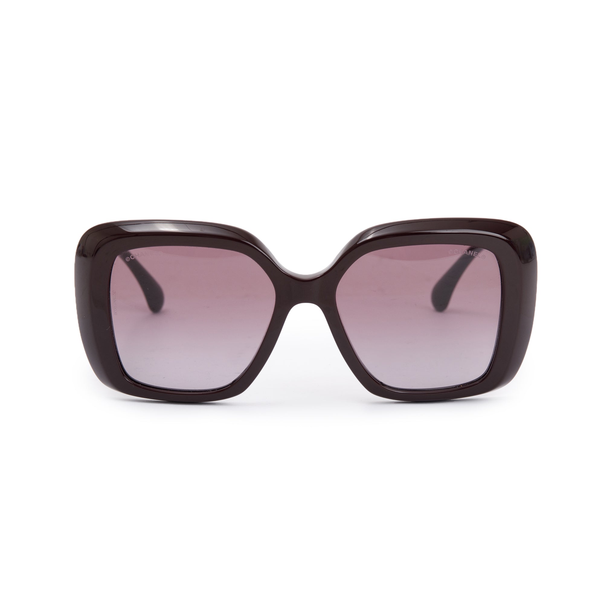 Chanel 5518 Purple Acetate Heart CC Logo Square Sunglasses w/ Box