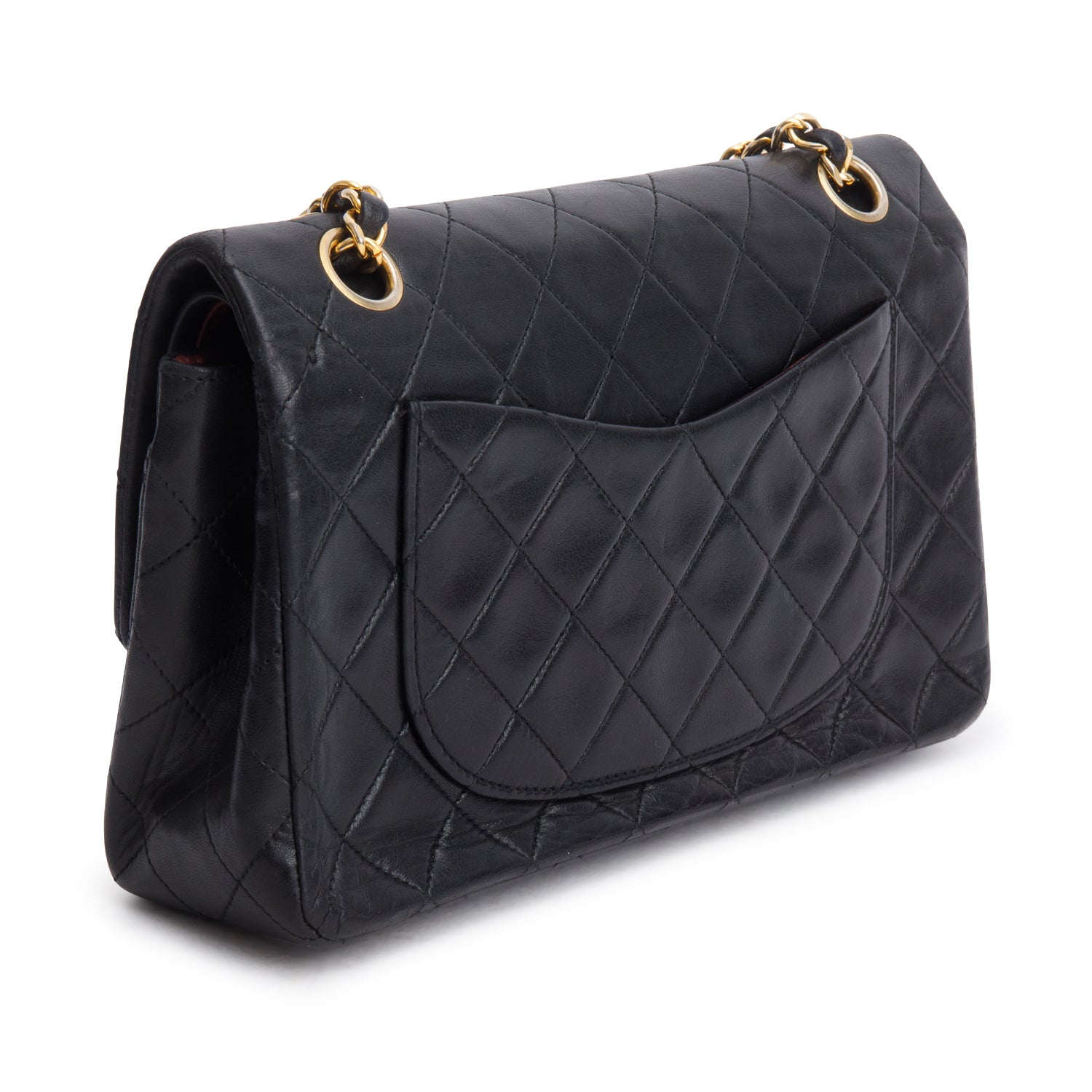 Chanel Vintage Black Lambskin Classic Small Double Flap Bag