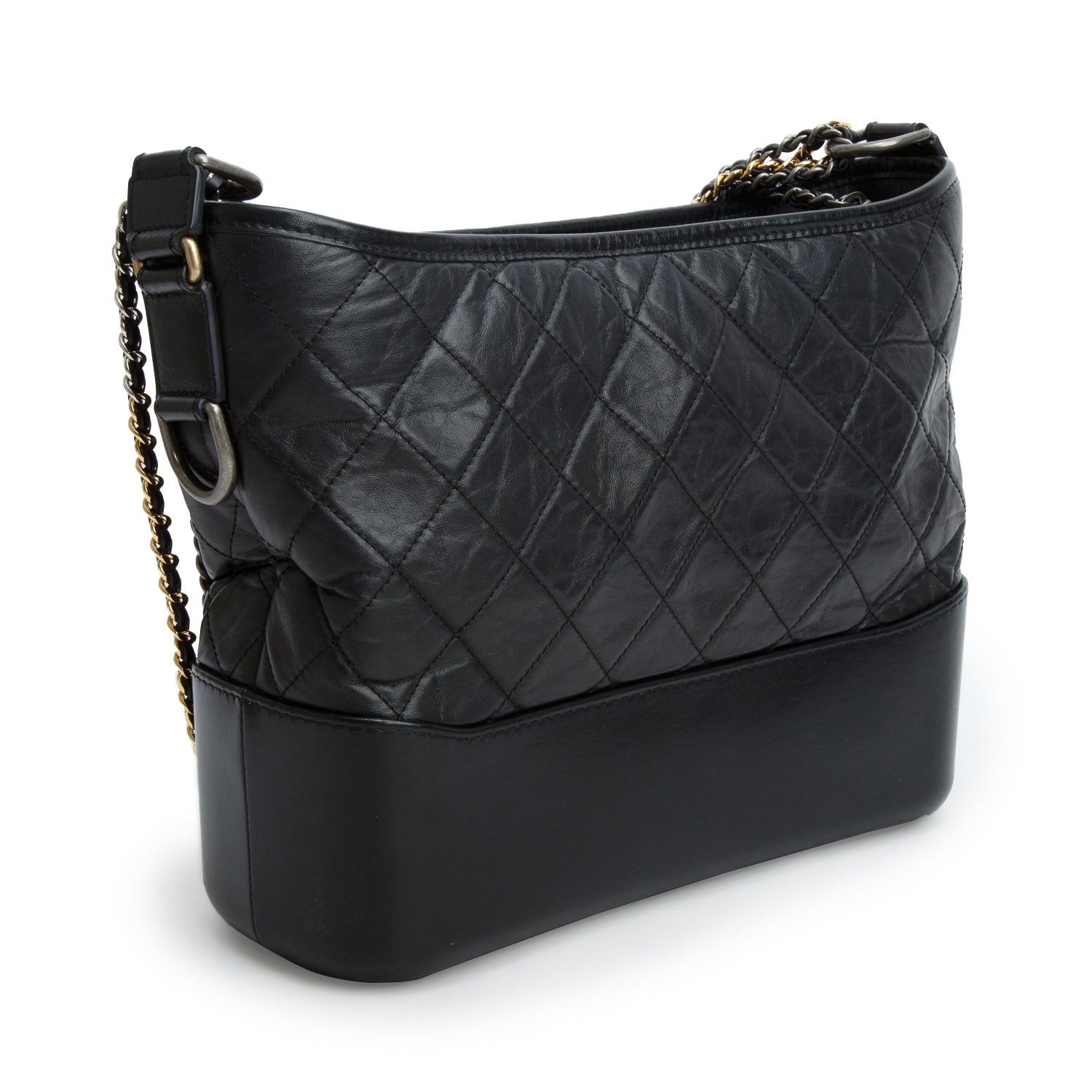 Chanel Black Aged Calfskin Leather Medium Gabrielle Hobo w/ Authenticity Card