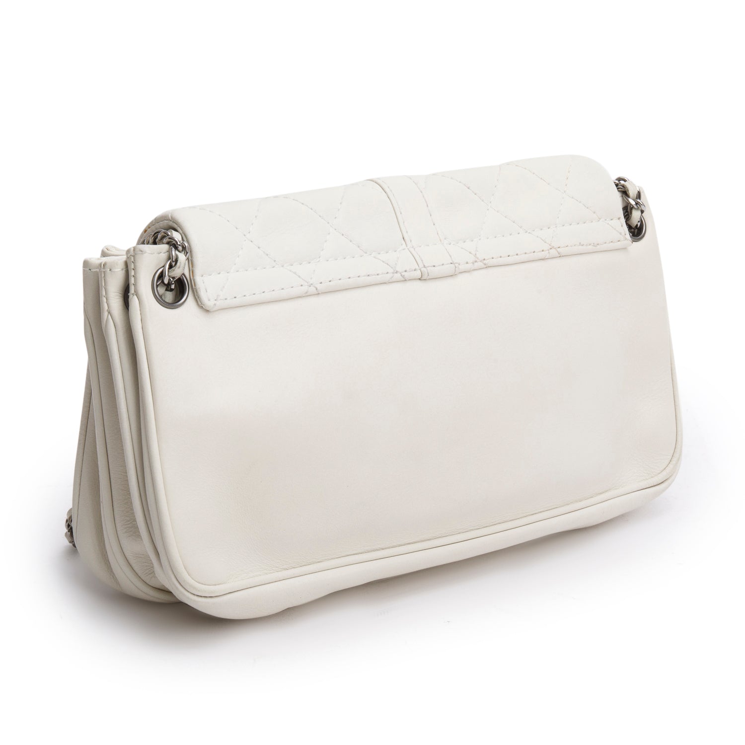 Chanel White Lambskin Mademoiselle Accordion Flap Bag