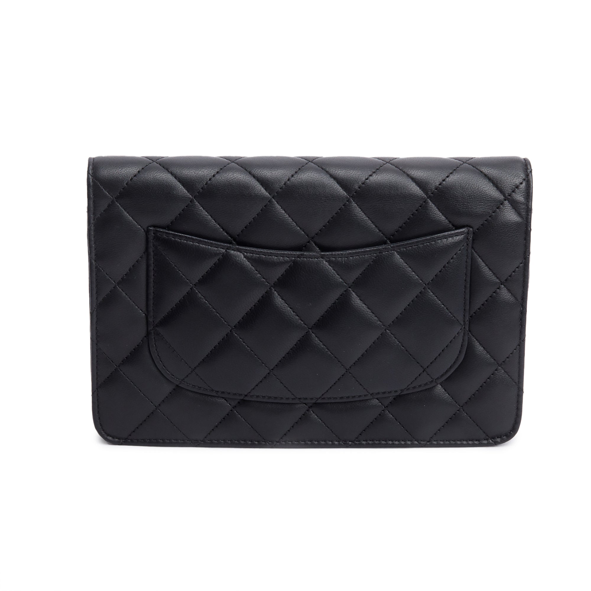 Chanel Black Quilted Lambskin Leather Classic Wallet on Chain w/ Authenticity Card
