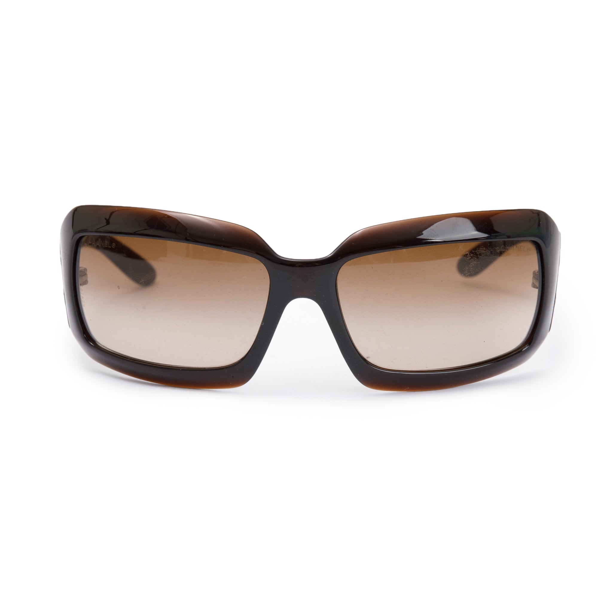 Chanel 6022-O Black Acetate Interlocking CC Logo Square Sunglasses w/ Case