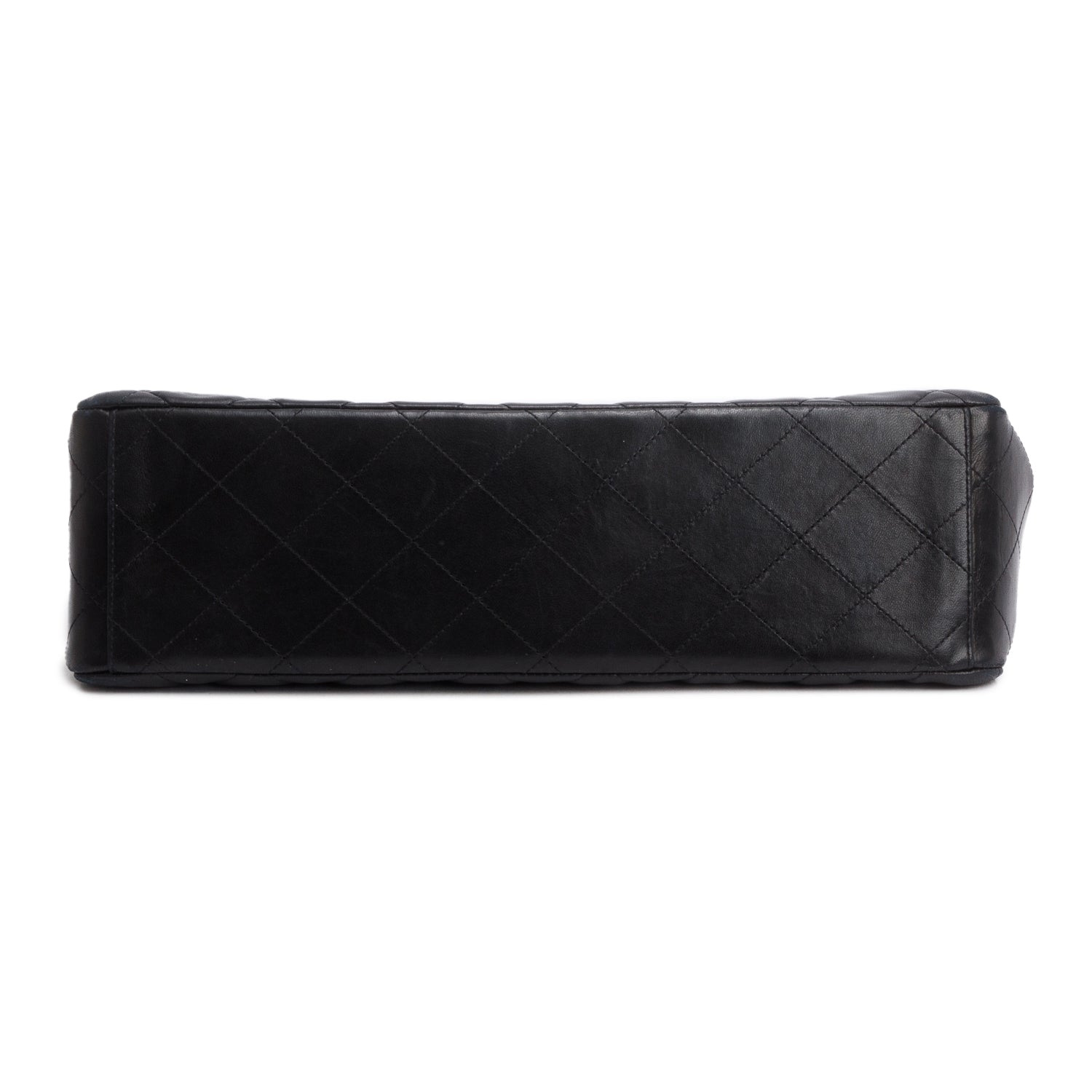 Chanel Black Lambskin Leather Classic Jumbo Single Flap Bag w/ Authenticity Card