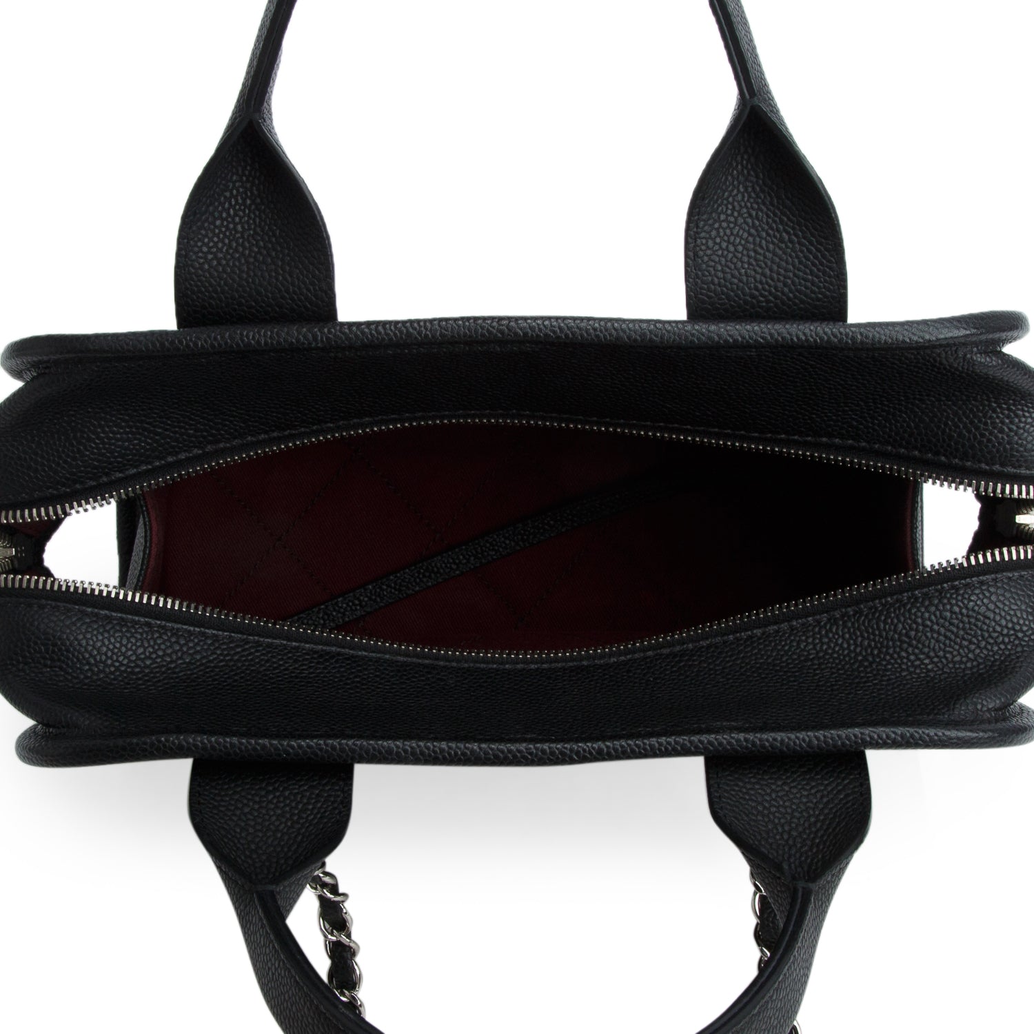 Chanel Black Caviar Quilted Deauville Bowling Bag