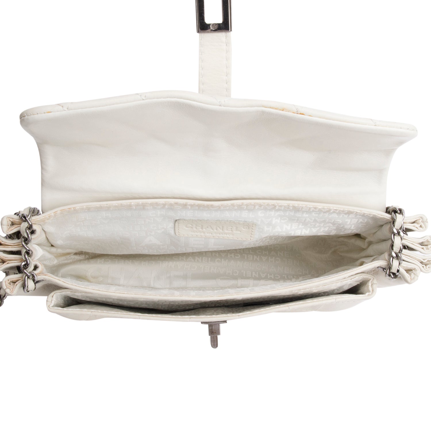 Chanel White Lambskin Mademoiselle Accordion Flap Bag