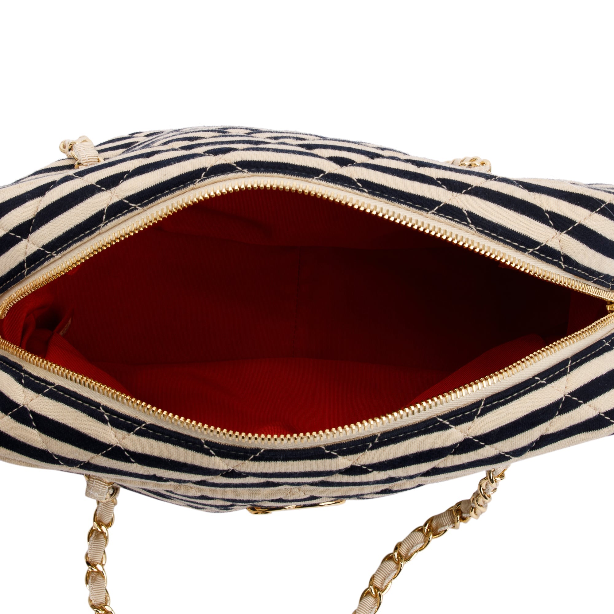 Chanel Beige & Black Quilted Jersey Coco Sailor Camera Bag w/ Authenticity Card