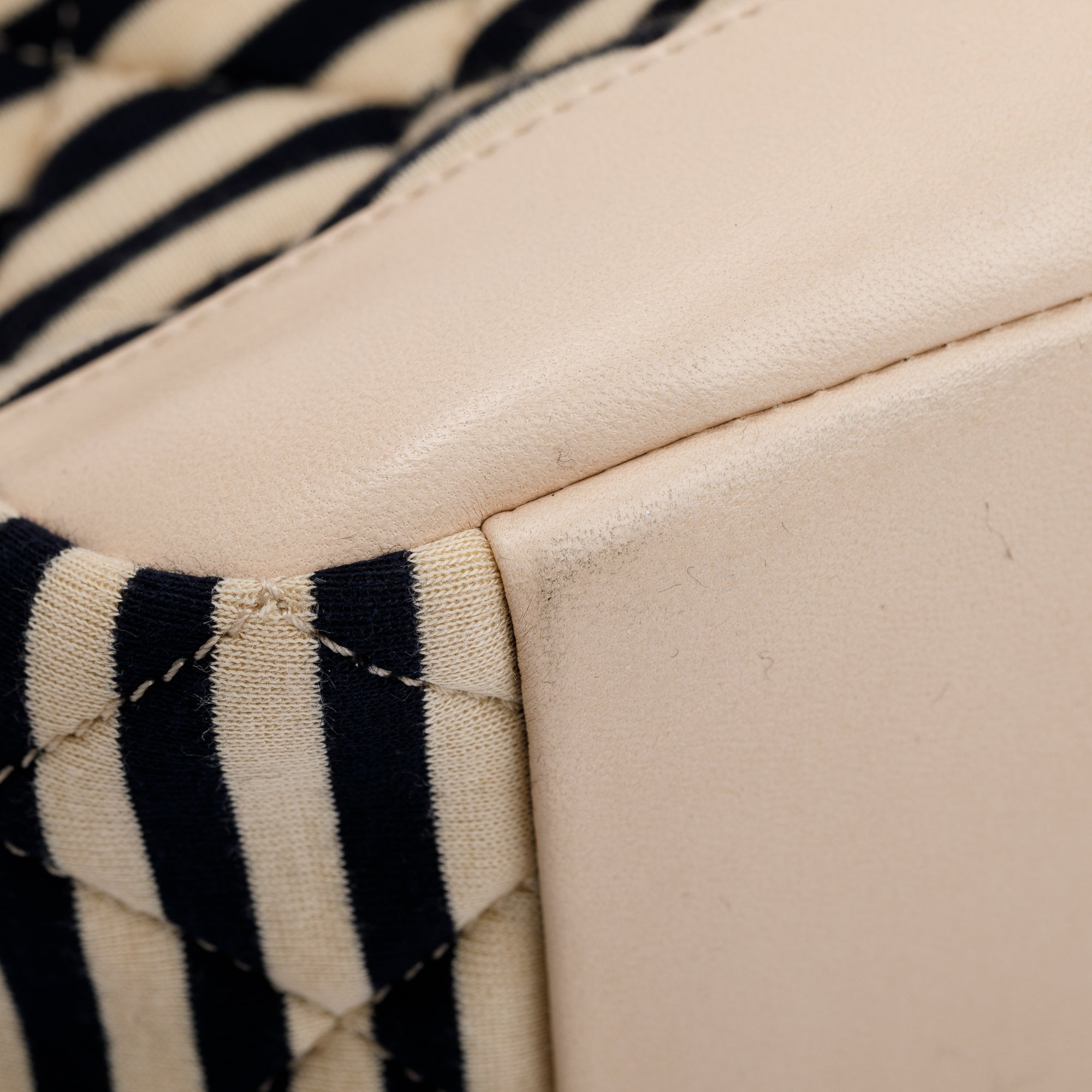 Chanel Beige & Black Quilted Jersey Coco Sailor Camera Bag w/ Authenticity Card