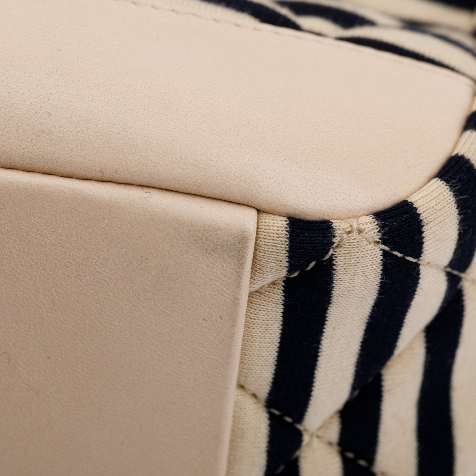 Chanel Beige & Black Quilted Jersey Coco Sailor Camera Bag w/ Authenticity Card