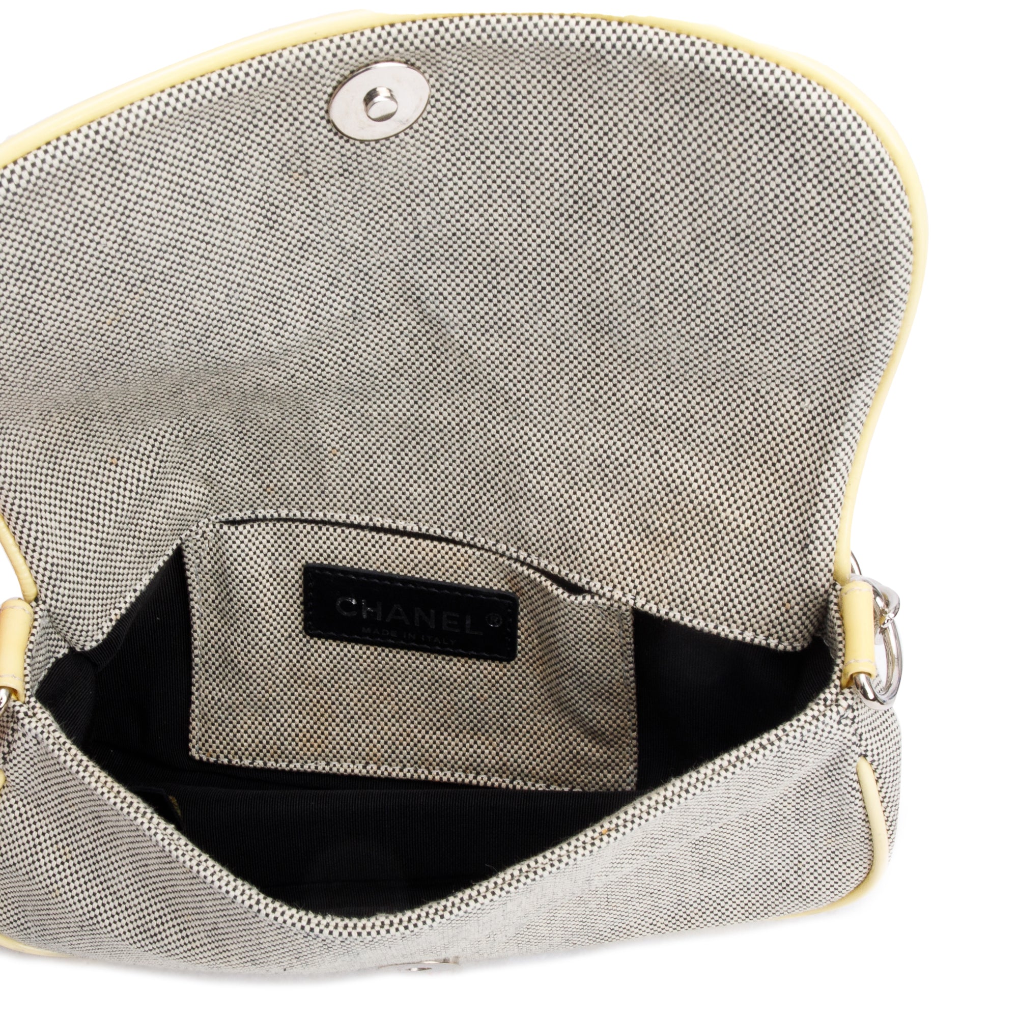 Chanel Beige Canvas Camellia No.5 Mini Flap Bag