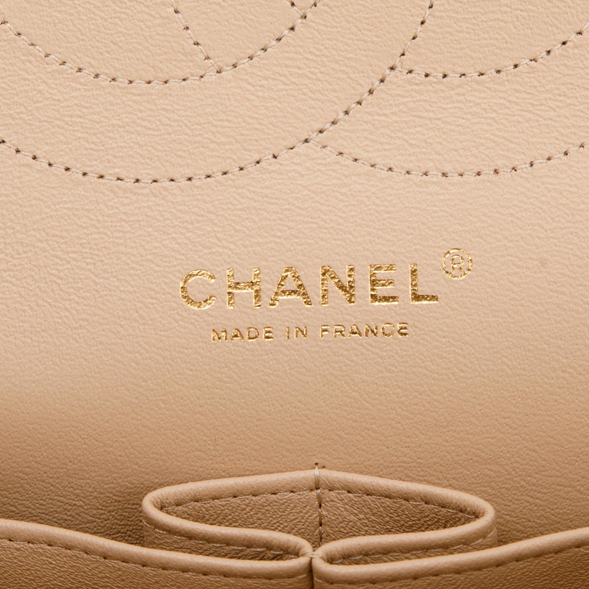 Chanel Beige Caviar Classic Jumbo Double Flap Bag w/ Authenticity Card