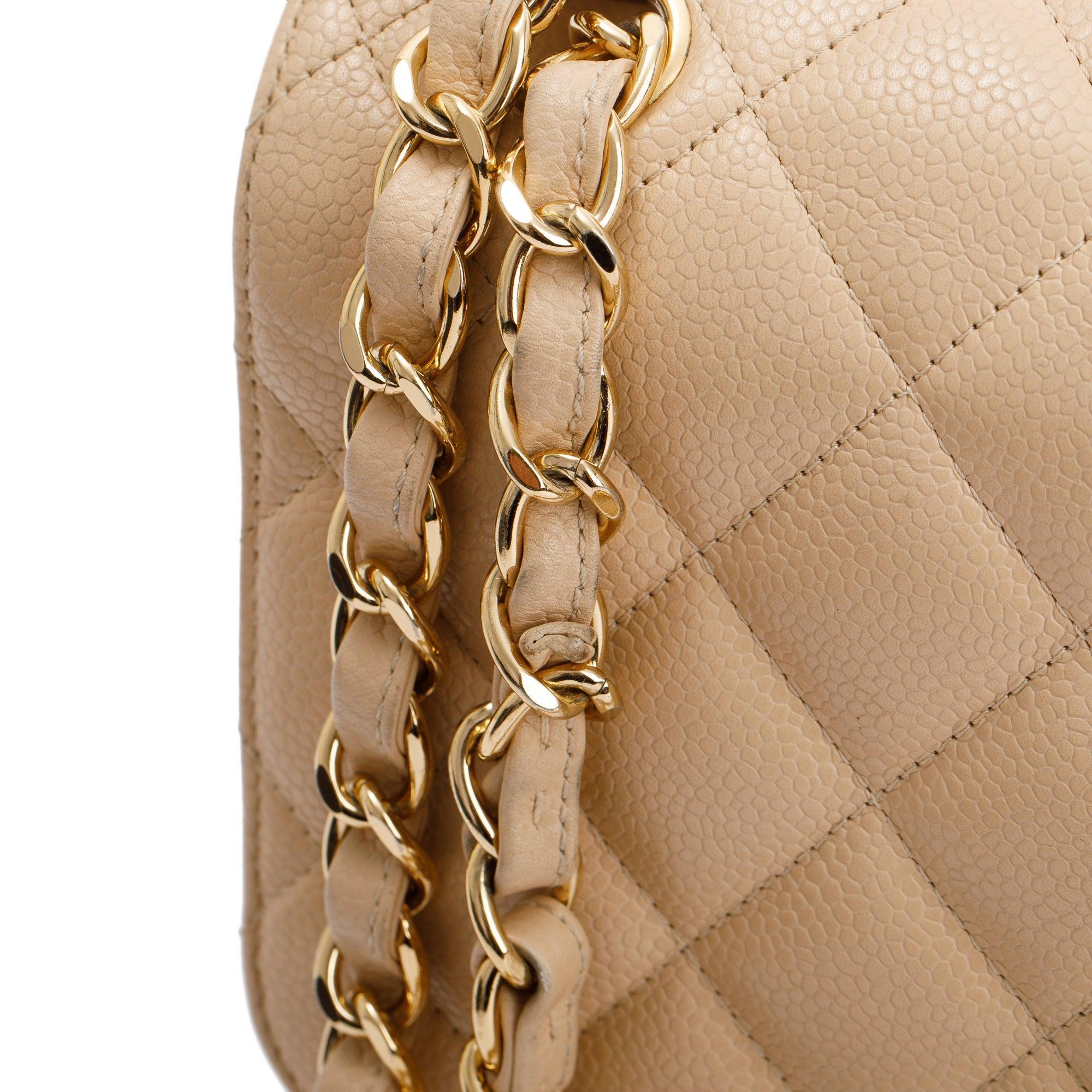 Chanel Beige Caviar Classic Jumbo Double Flap Bag w/Box