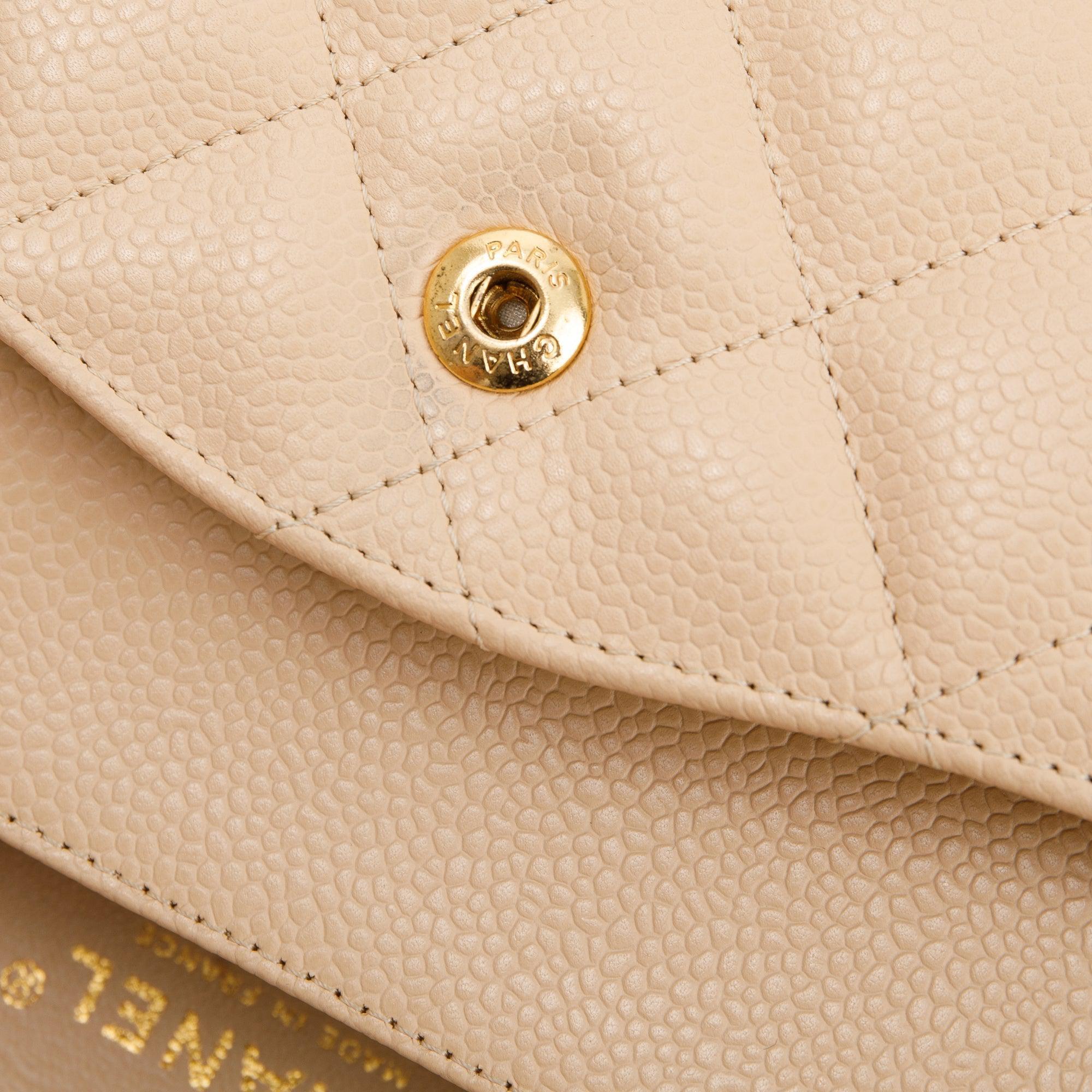 Chanel Beige Caviar Classic Jumbo Double Flap Bag w/Box